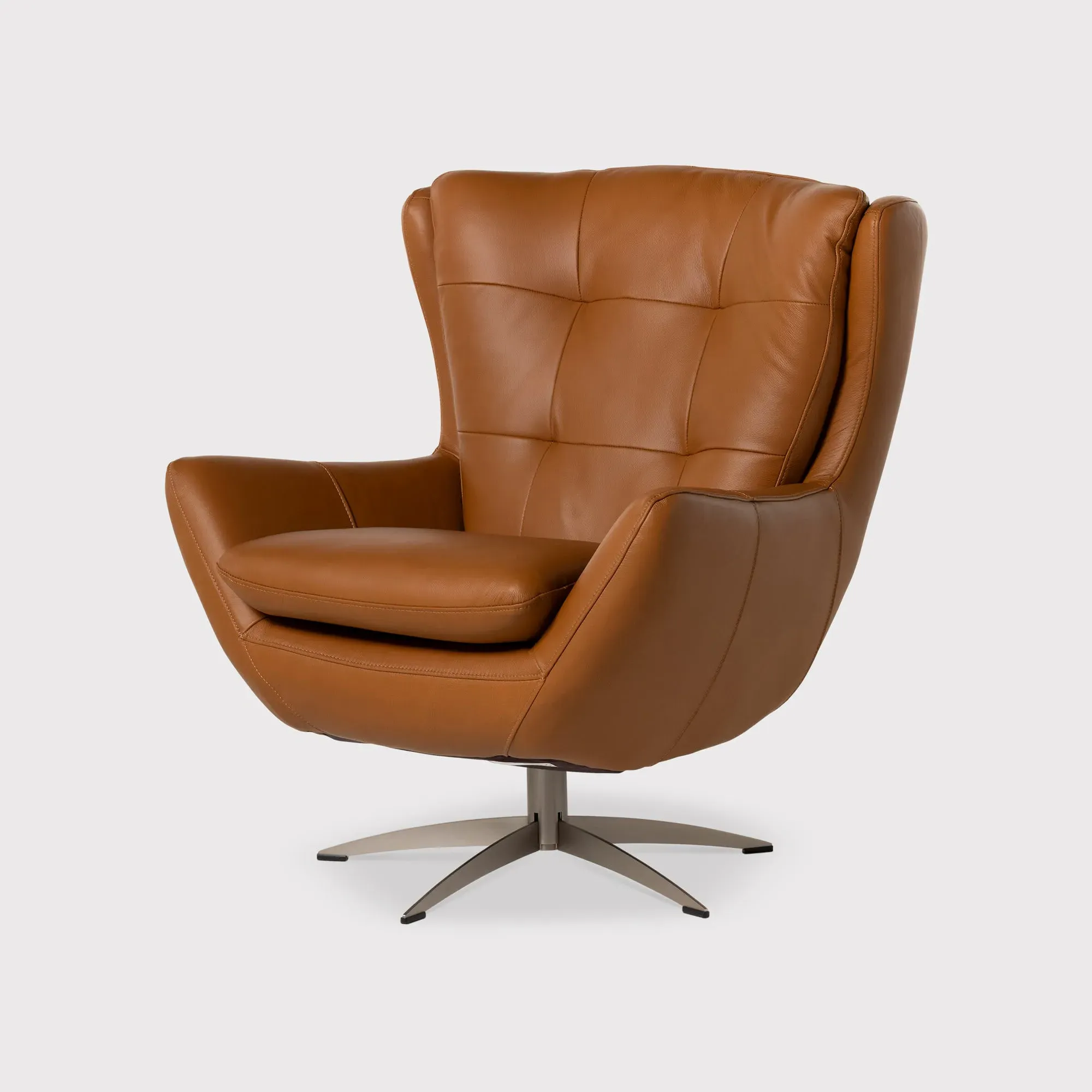 Mills Swivel Armchair - Brown, Leather product