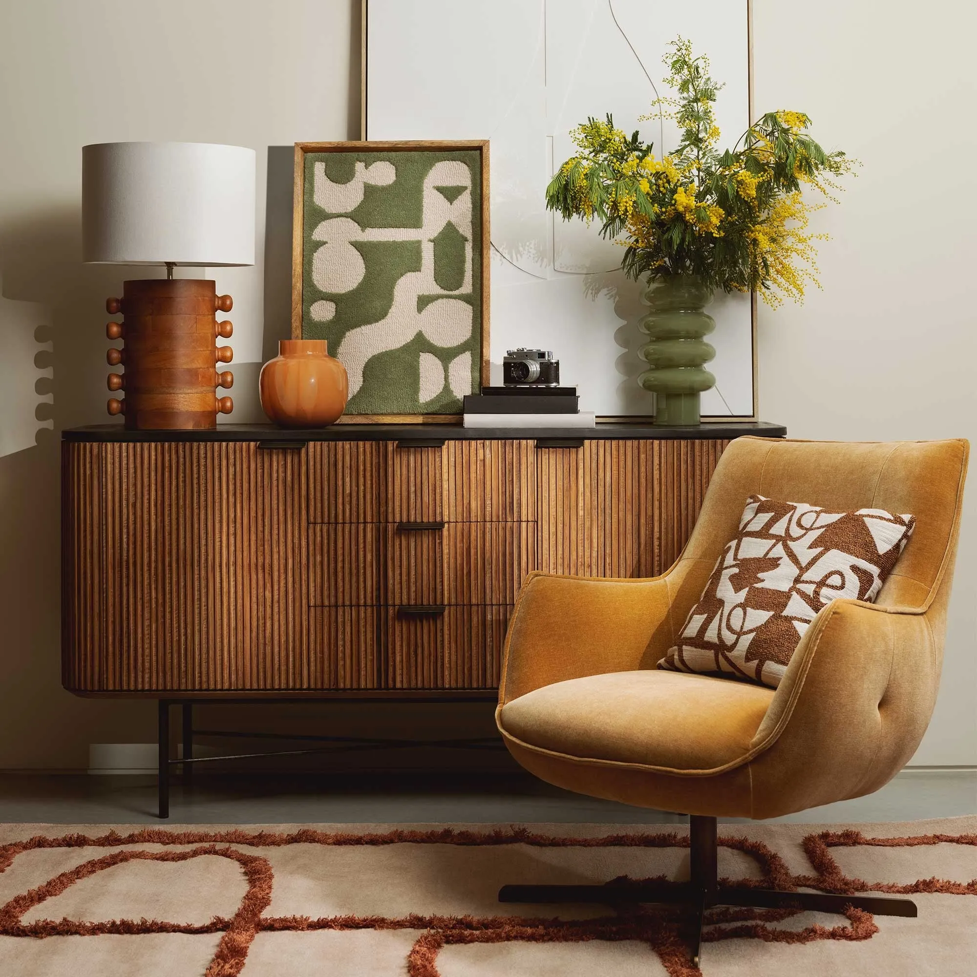 Milne Armchair - Brown, Fabric