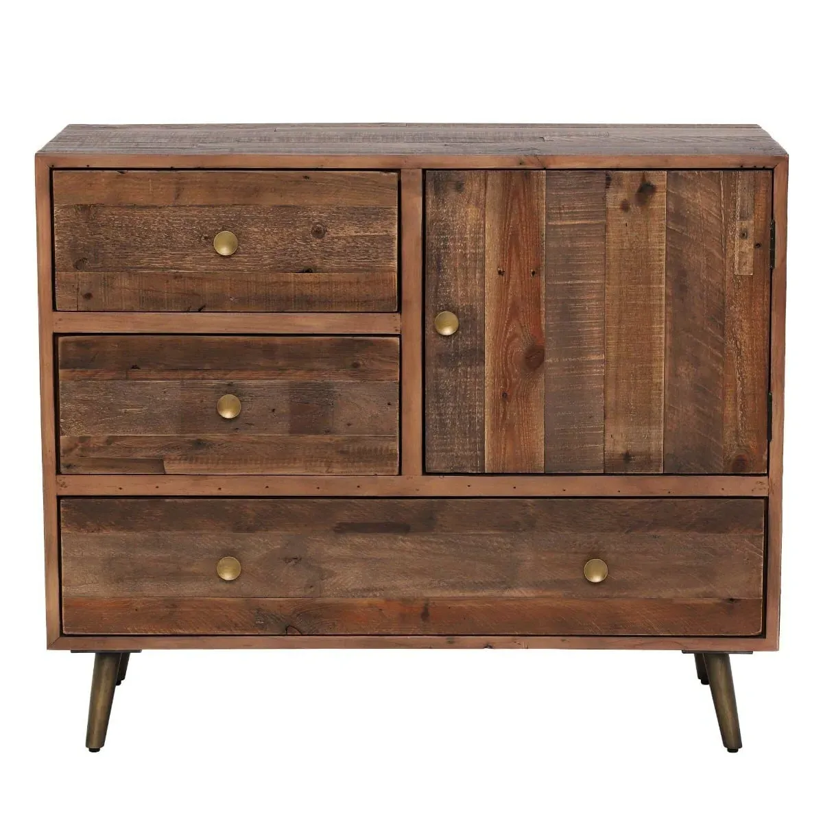 Modi 3 Drawer Buffet Cabinet with Door - Brown, Reclaimed Wood