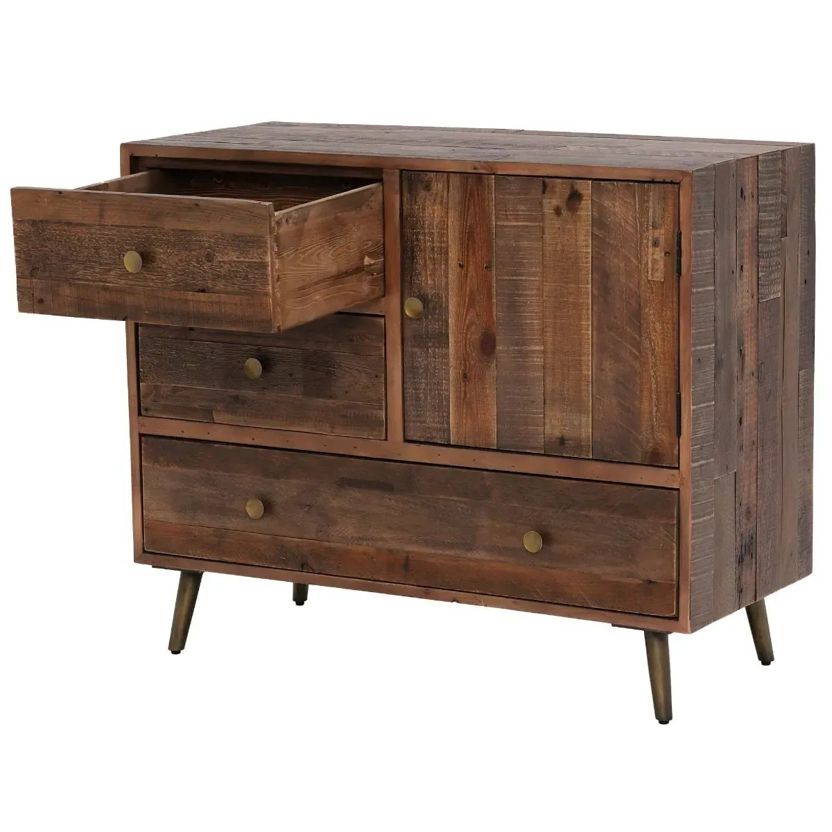 Modi 3 Drawer Buffet Cabinet with Door - Brown, Reclaimed Wood