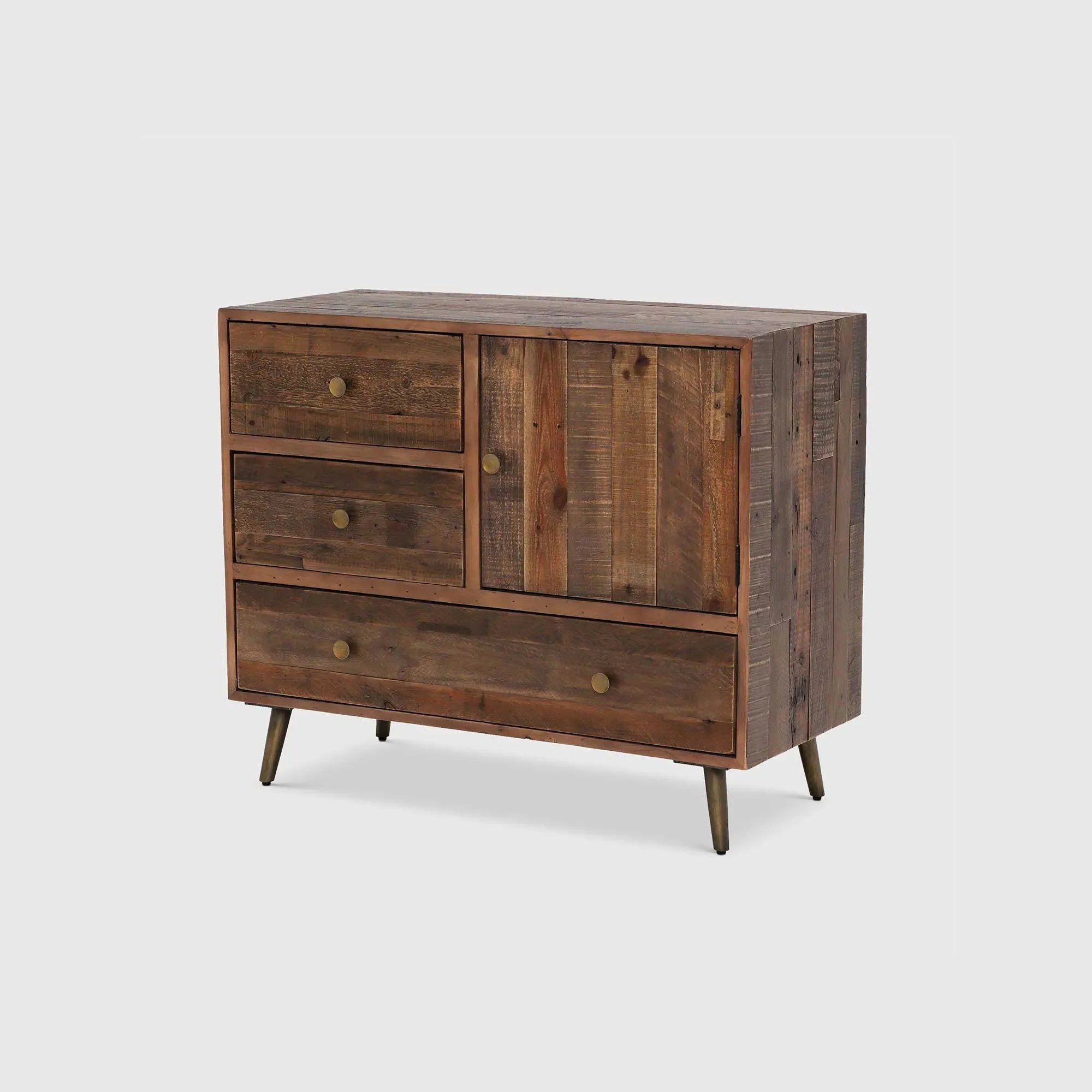 Modi 3 Drawer Buffet Cabinet with Door - Brown, Reclaimed Wood