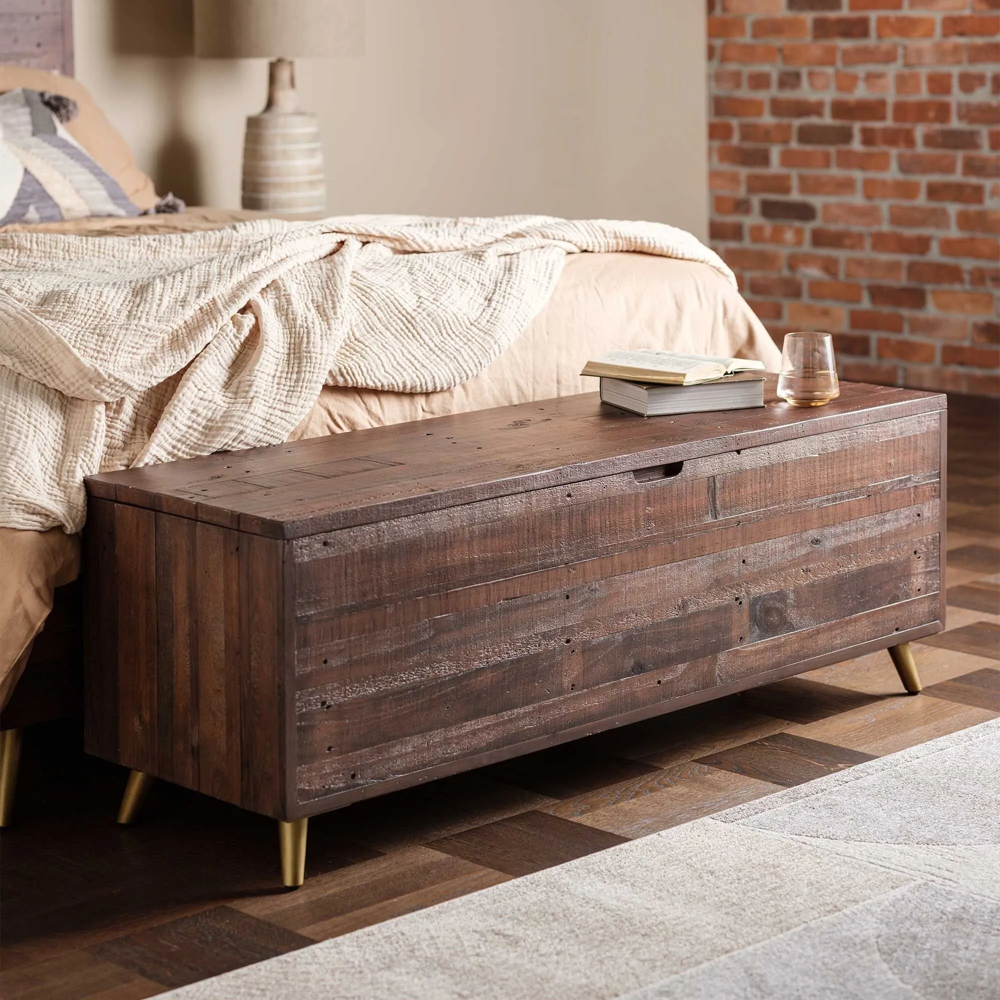 Modi Blanket Box with Storage - Brown, Wood