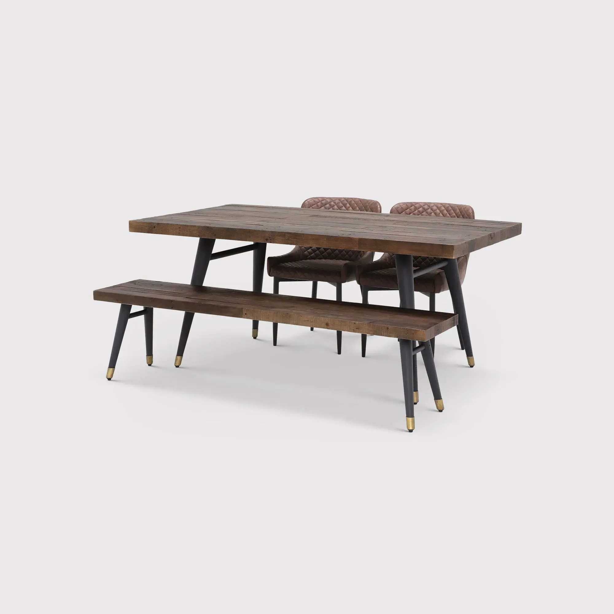 Modi Dining Table with Bench and 2 Chairs - Brown, Wood image