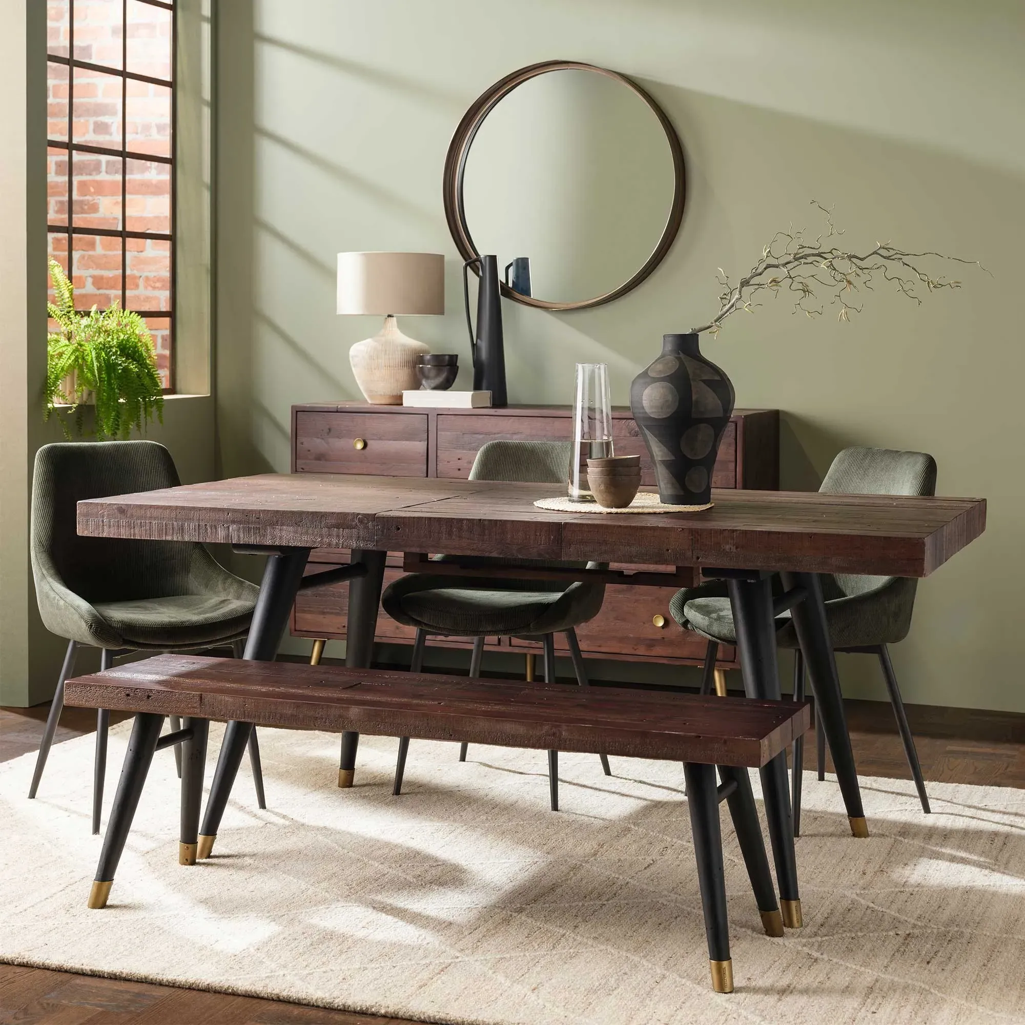 Modi Extendable Dining Table - Brown, Reclaimed Wood