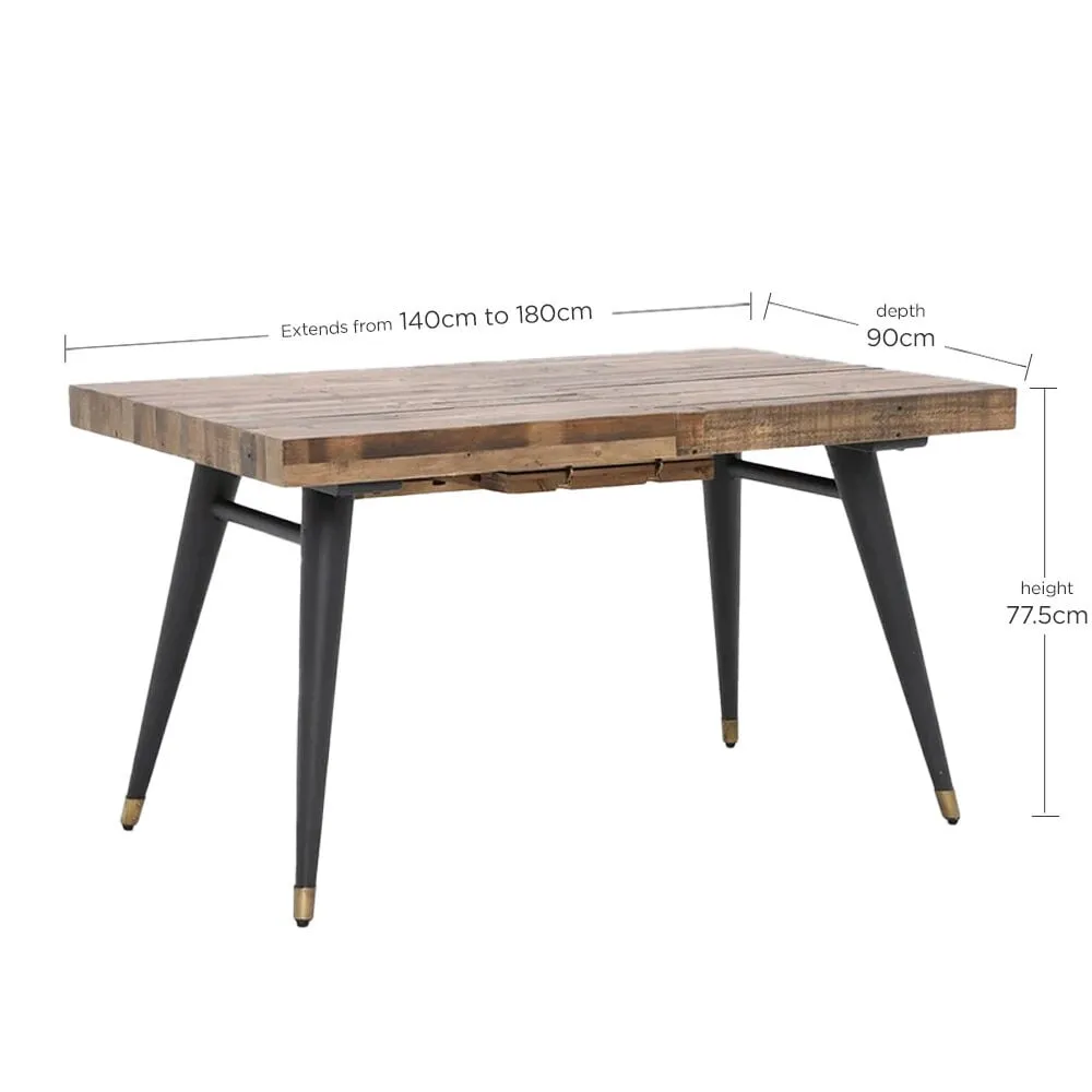 Modi Extendable Dining Table - Brown, Reclaimed Wood
