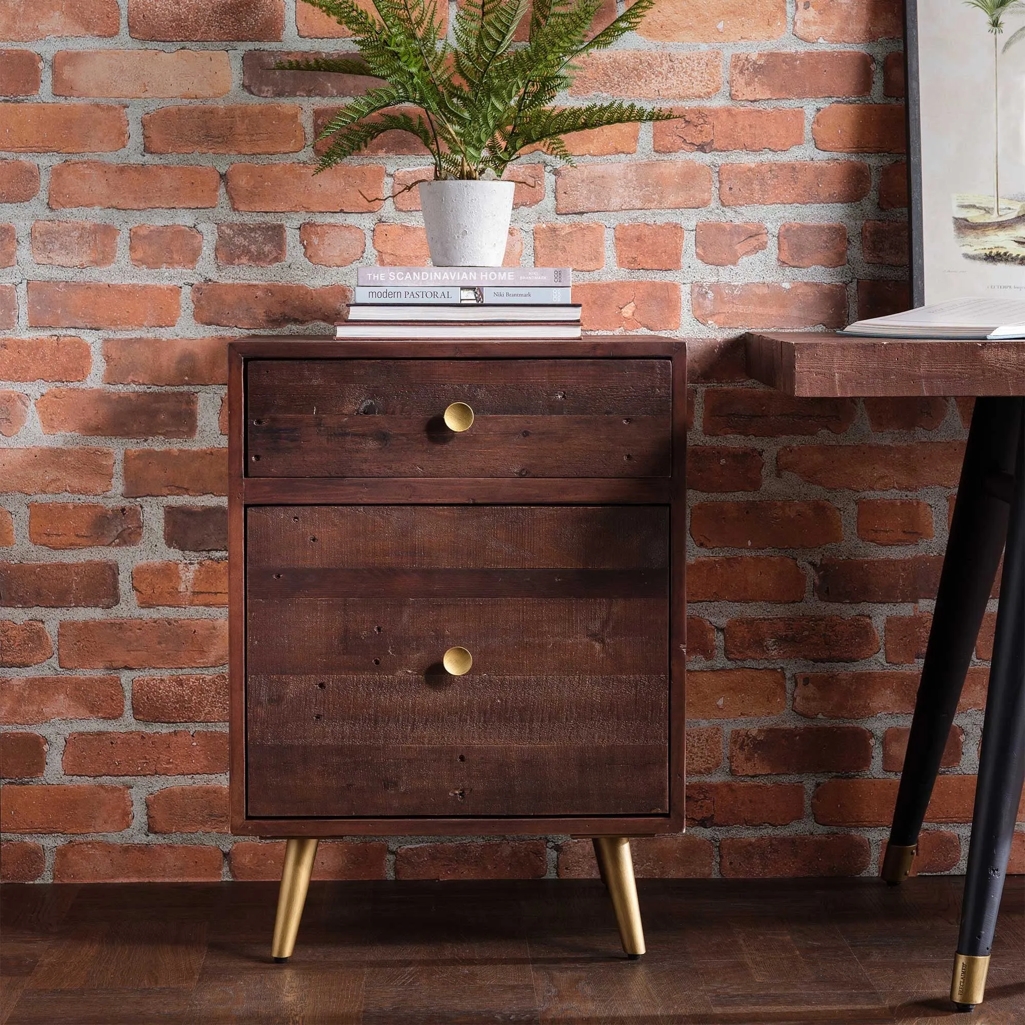 Modi Filing Cabinet with Drawer - Brown, Reclaimed Wood
