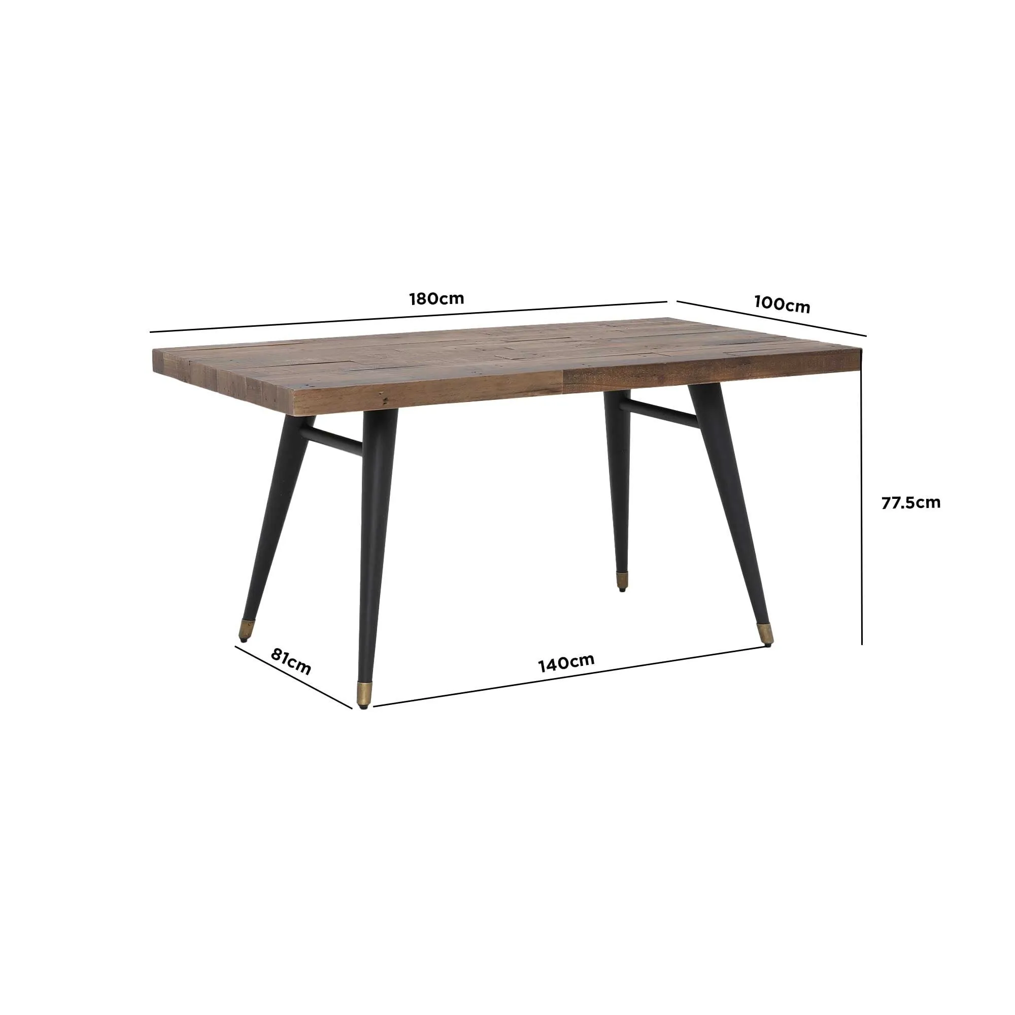 Modi Fixed Dining Table - Brown, Reclaimed Wood