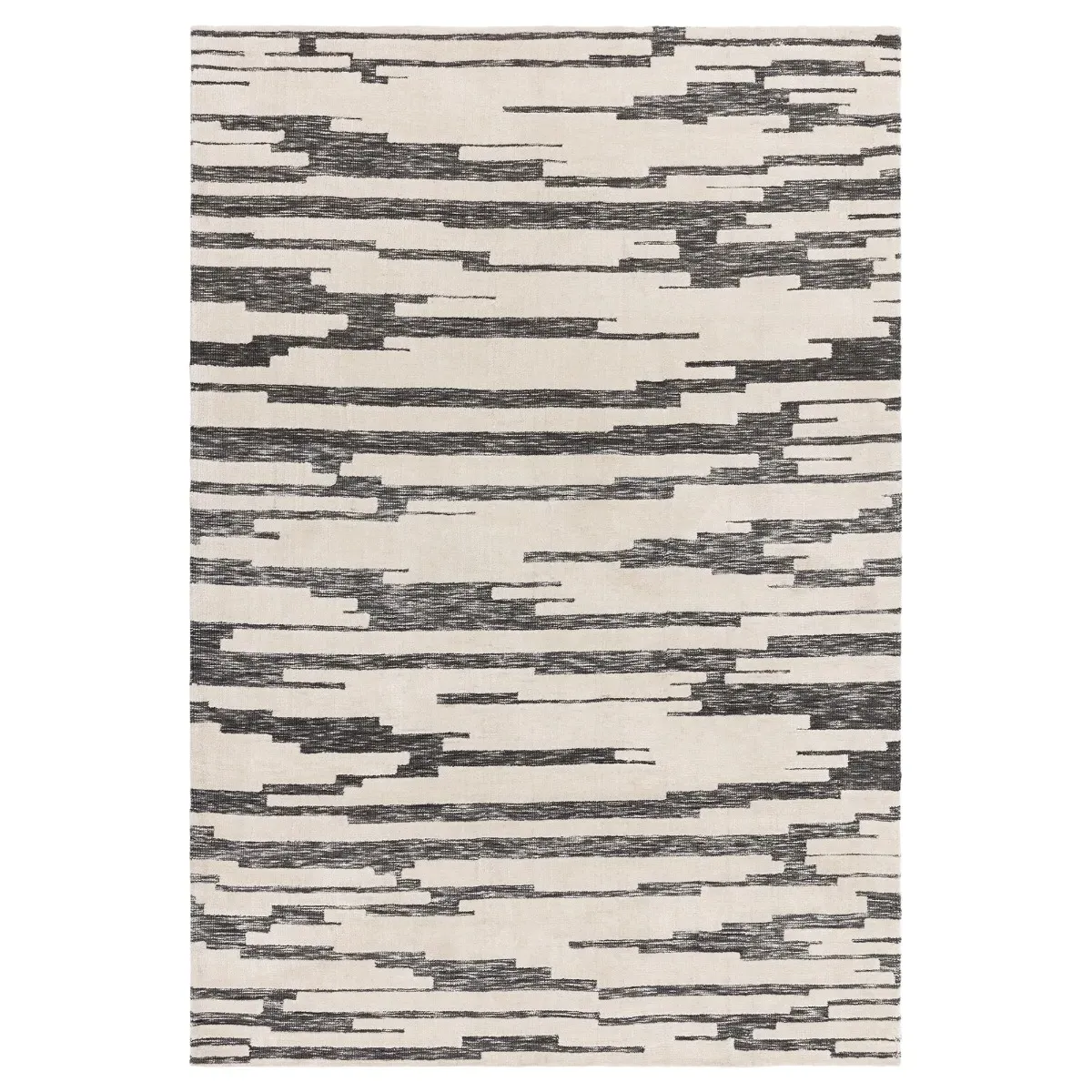 Monochrome Etch Square Rug - Neutral, Polyester