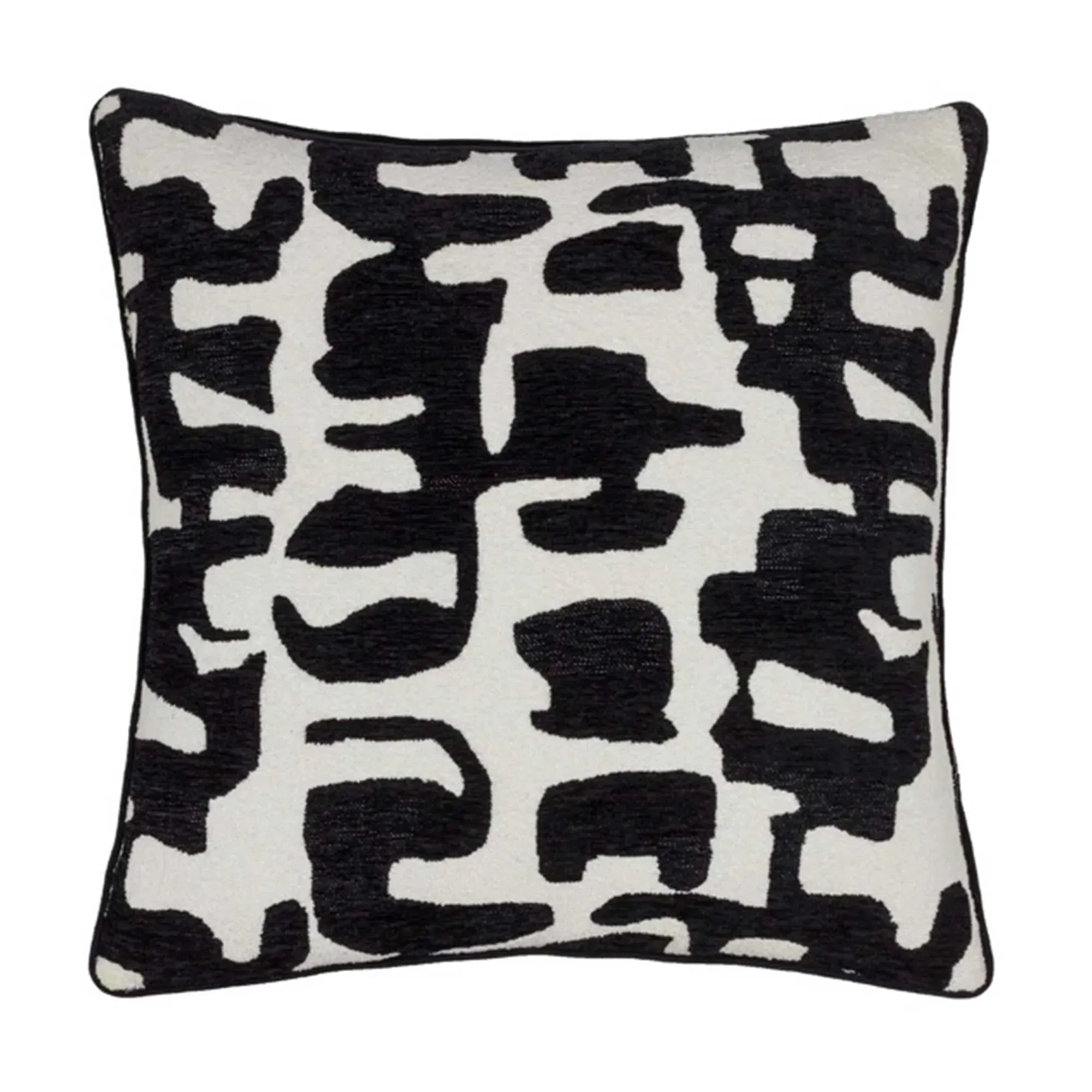 Monochrome Wavy Square Cushion - Black, Polyester product