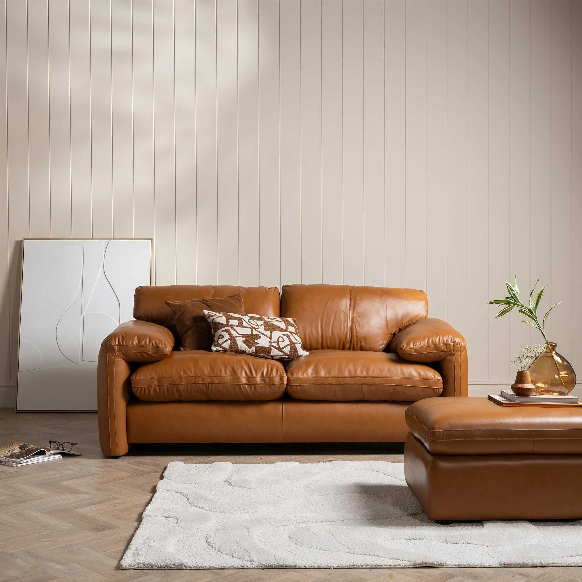 Montague Loveseat Sofa - Brown, Leather