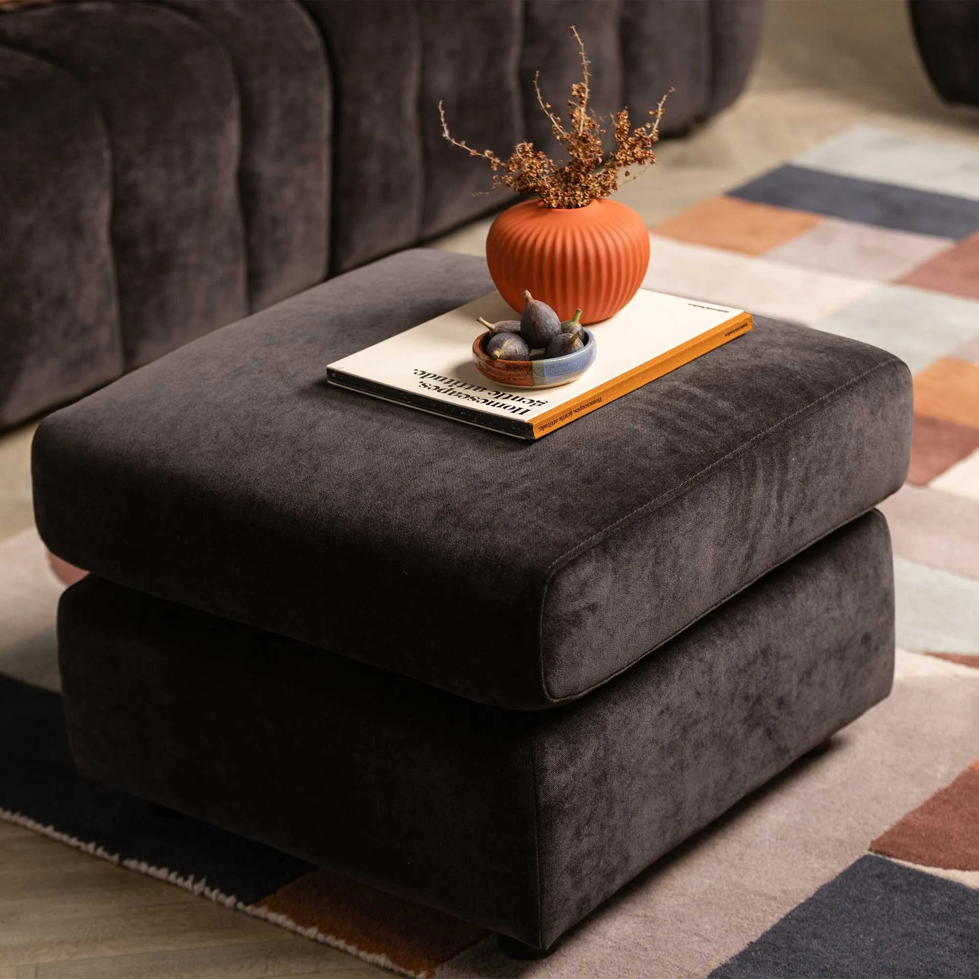Montgomery Footstool - Brown, Fabric