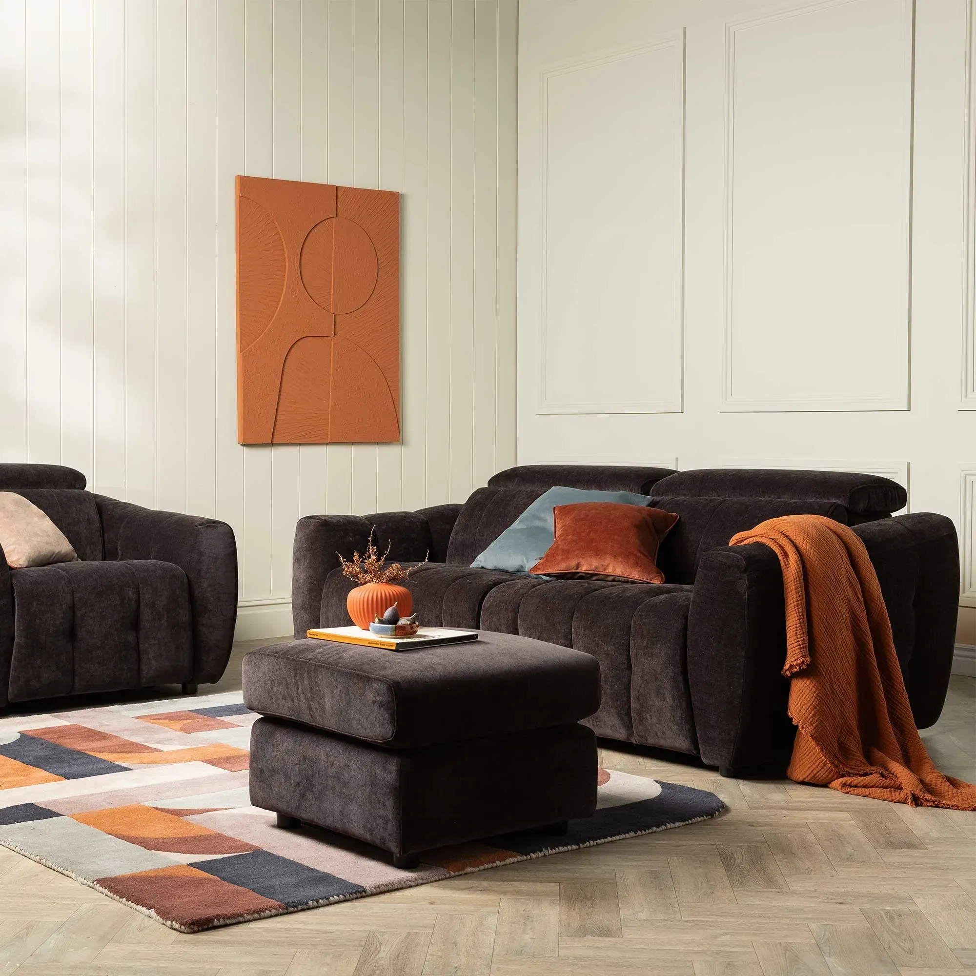 Montgomery Footstool - Brown, Fabric