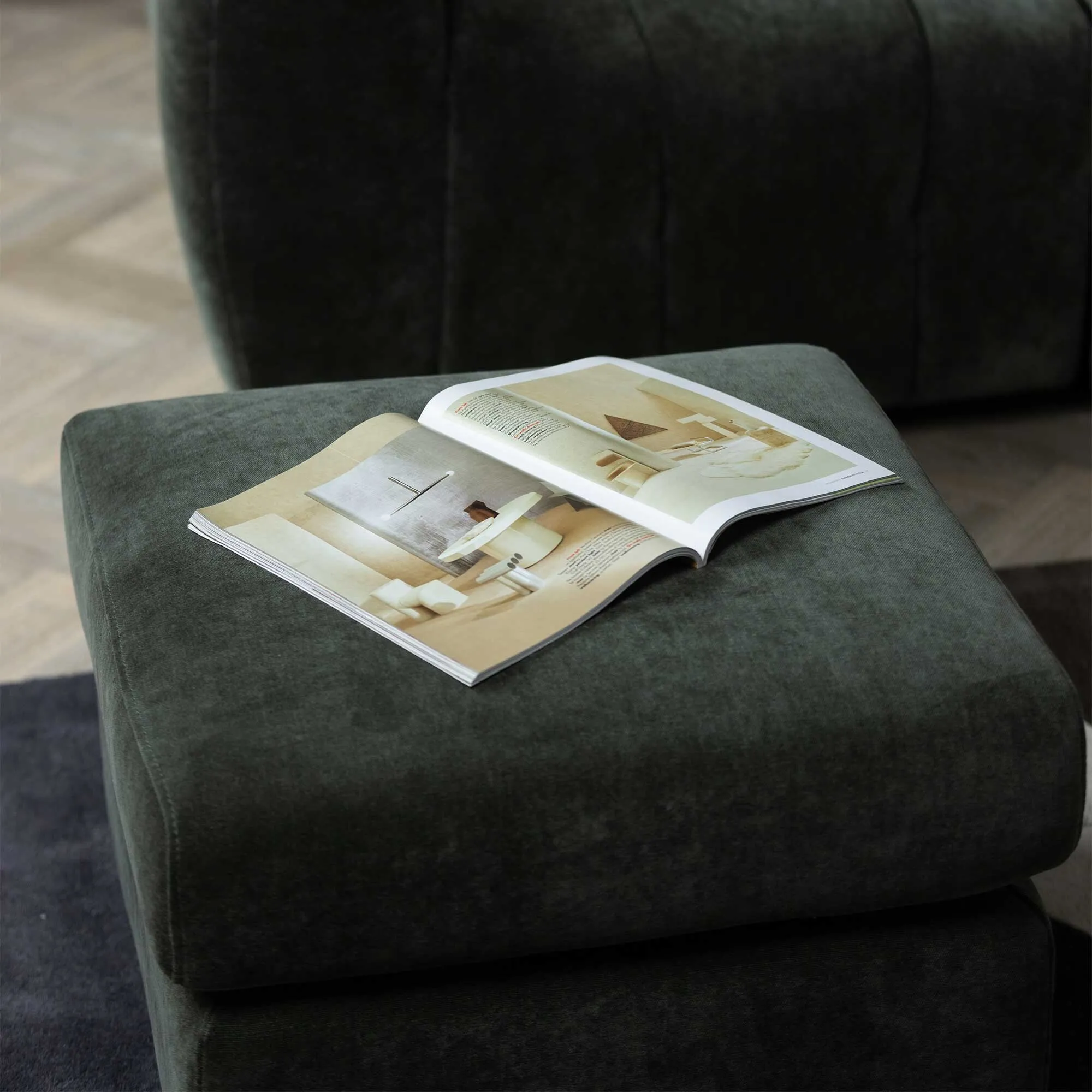 Montgomery Footstool - Green, Fabric