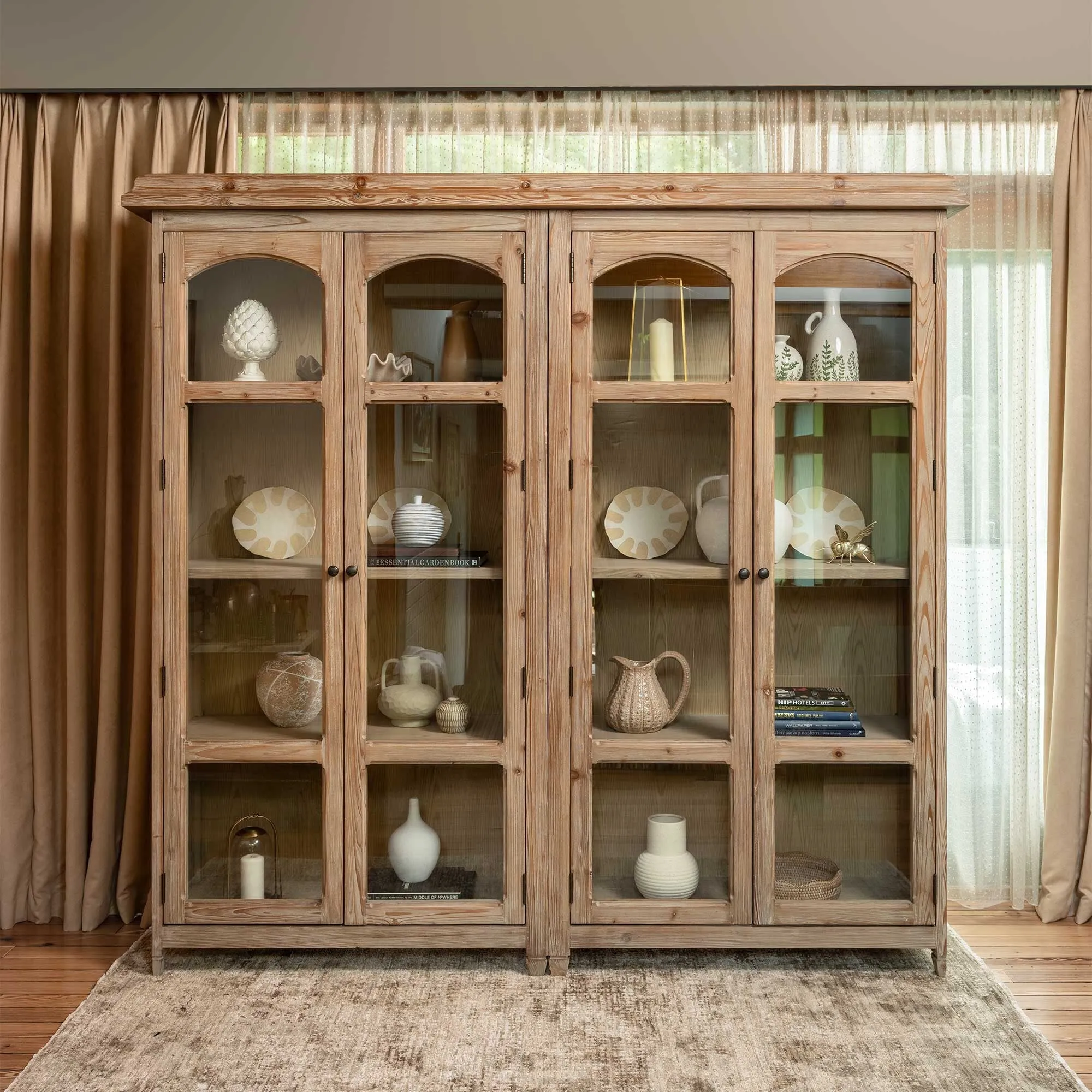 Morlin Large Display Cabinet - Neutral, Recycled Pine