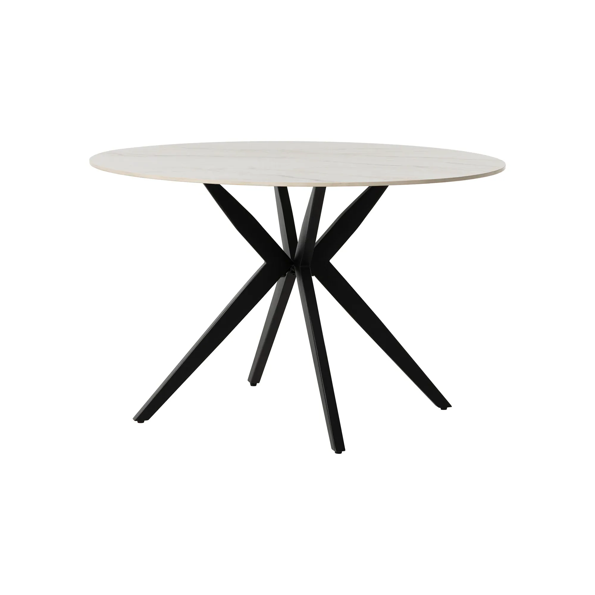 Morro Round Dining Table + 4 Torrance Chairs - White, Ceramic