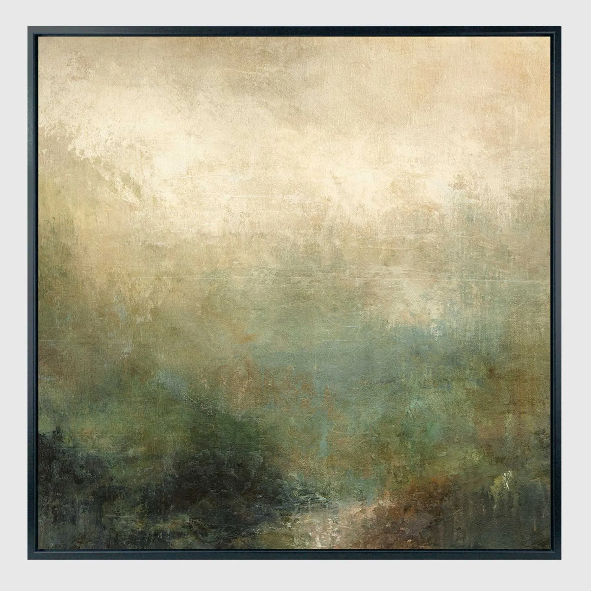 Mossy Haze Abstract Square Framed Canvas Print product