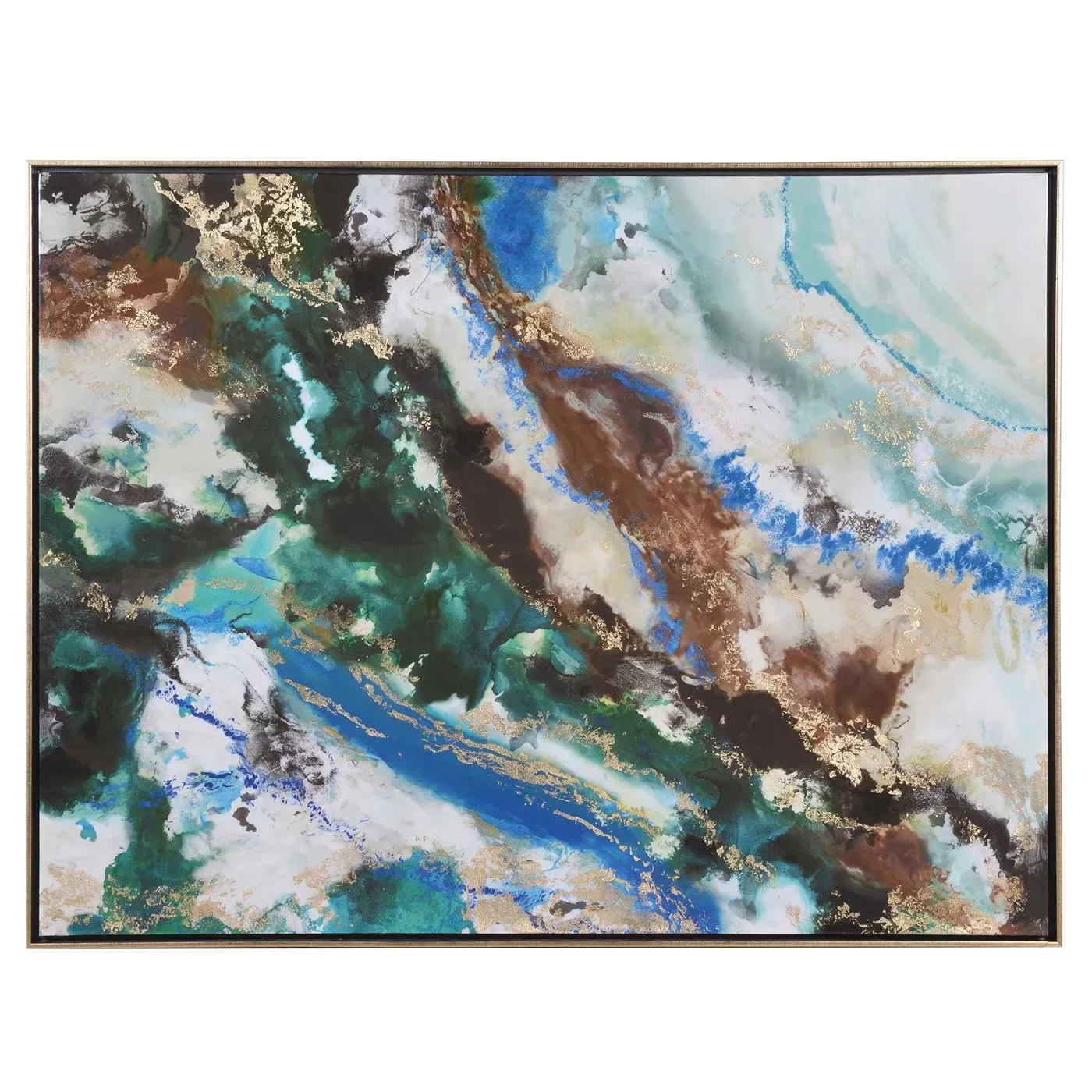 Multi Marble Abstract Picture Art - Blue, Canvas