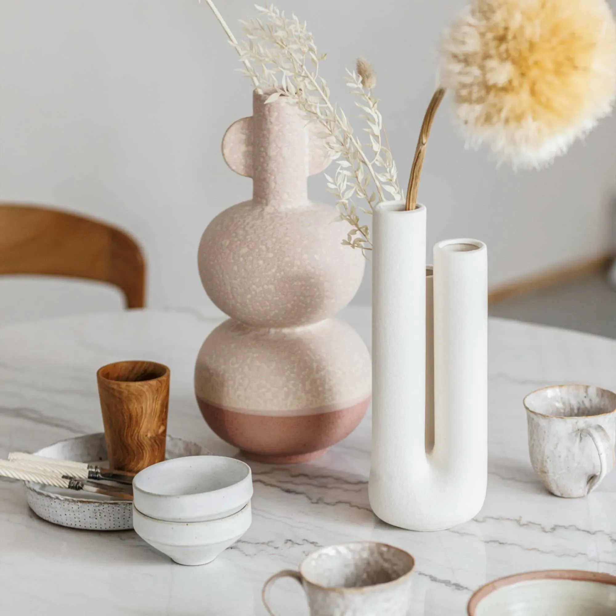 Multi Stem Vase - White, Ceramic