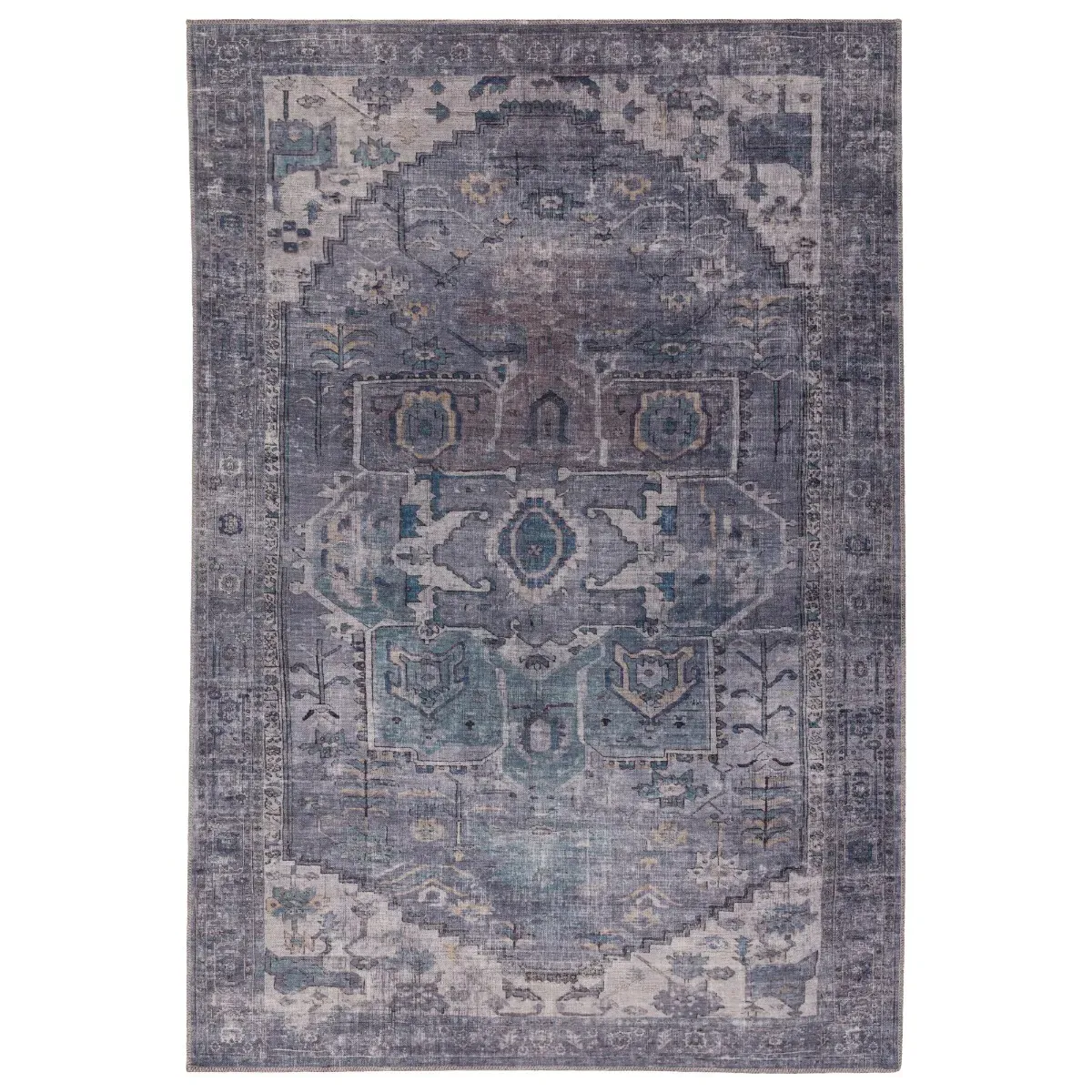 Myla Square Rug - Blue, Cotton Blend