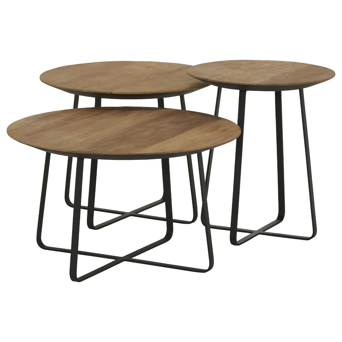 Mysa Round Set of 3 Coffee Tables - Brown, Wood