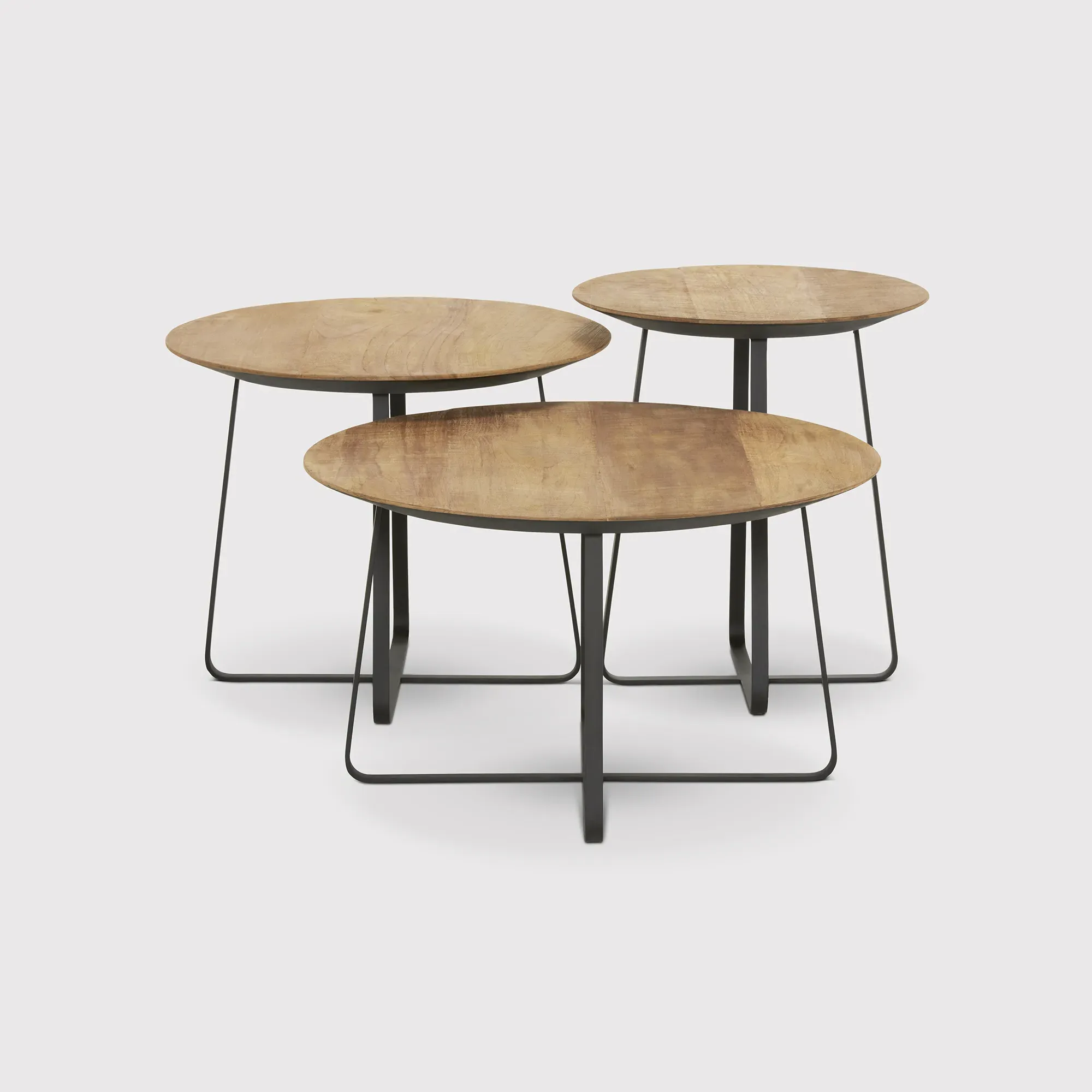 Mysa Round Set of 3 Coffee Tables - Brown, Wood image