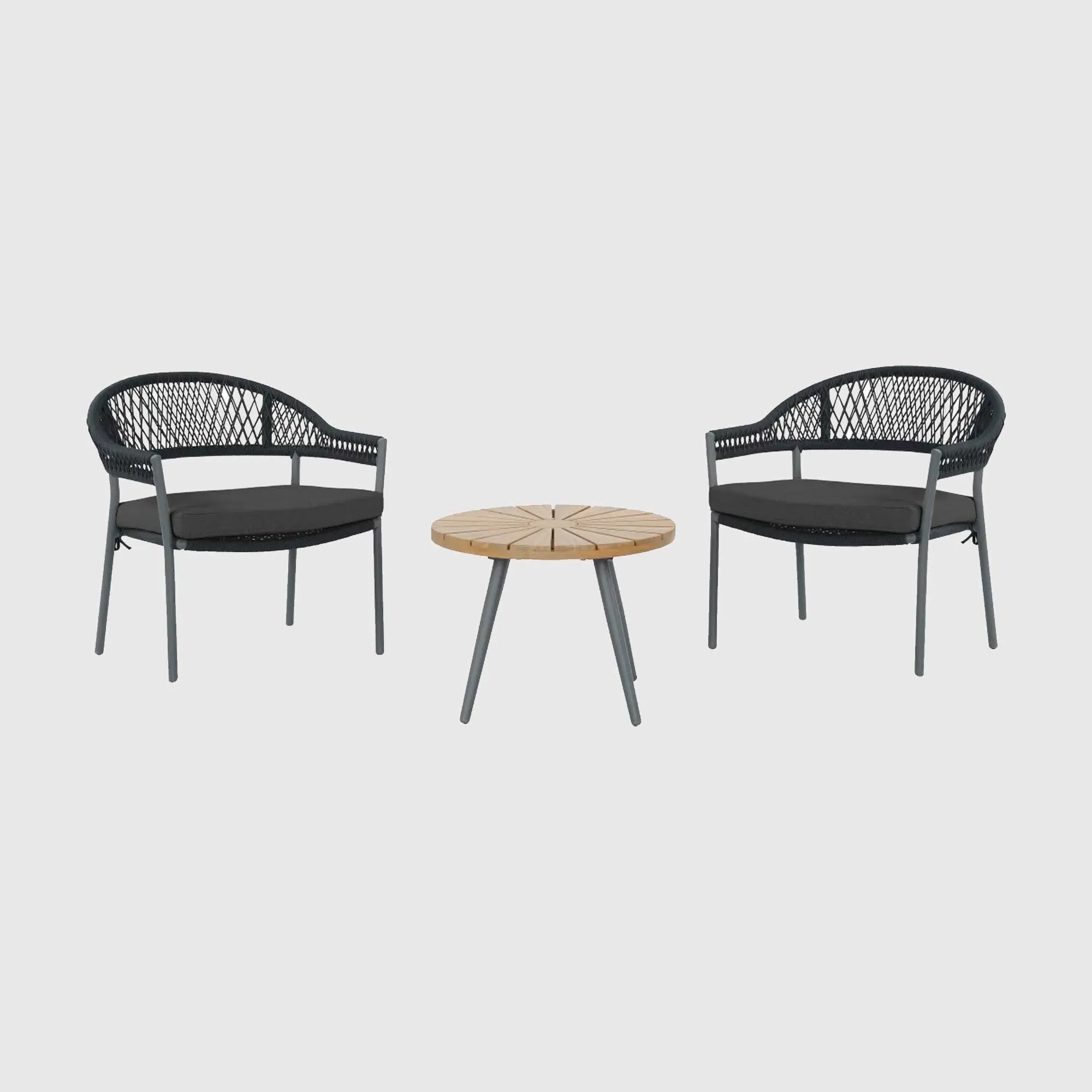 Nassau Round Bistro Dining Set - Black, Aluminium