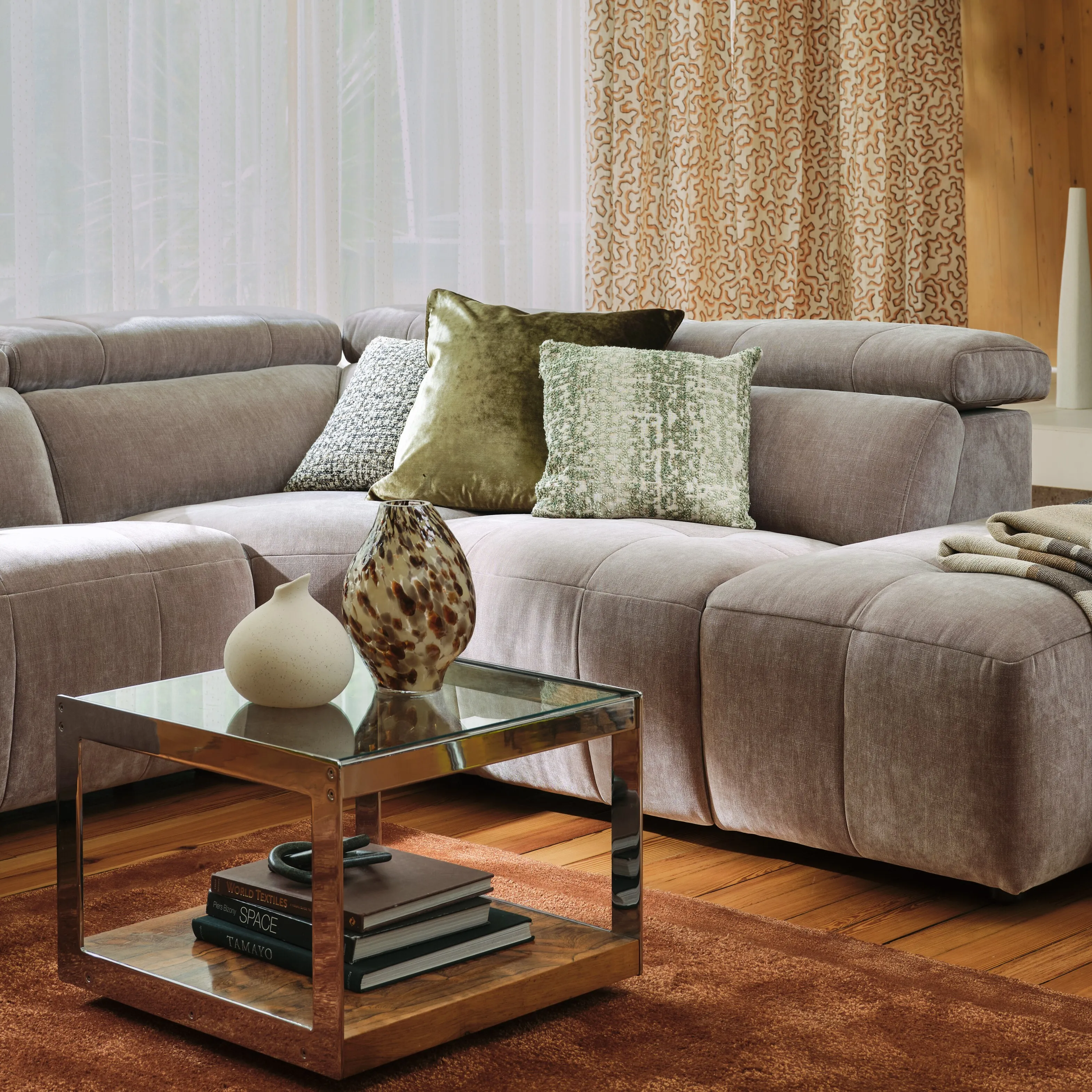 Natural & Black Woven Square Cushion - Polyester