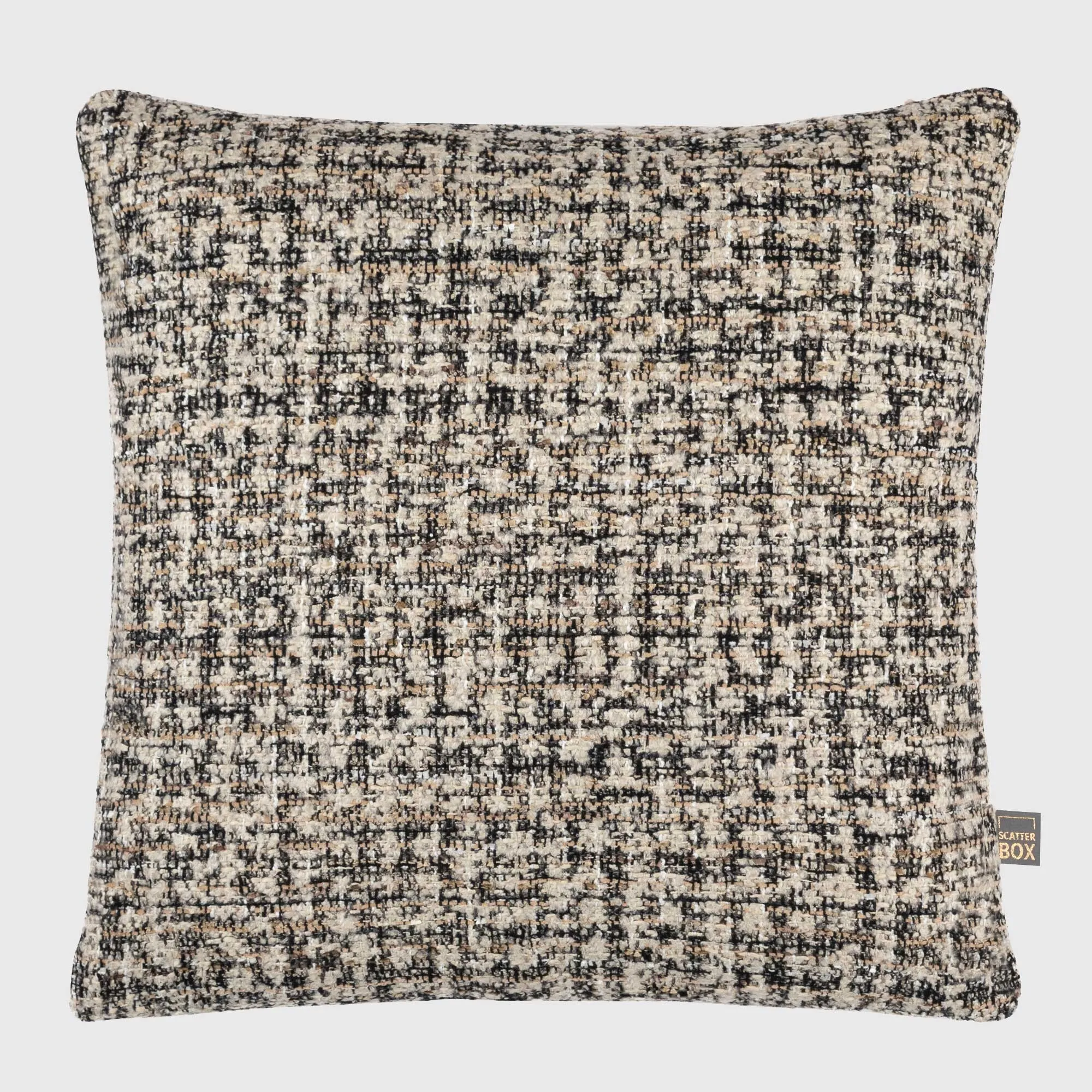 Natural & Black Woven Square Cushion - Polyester