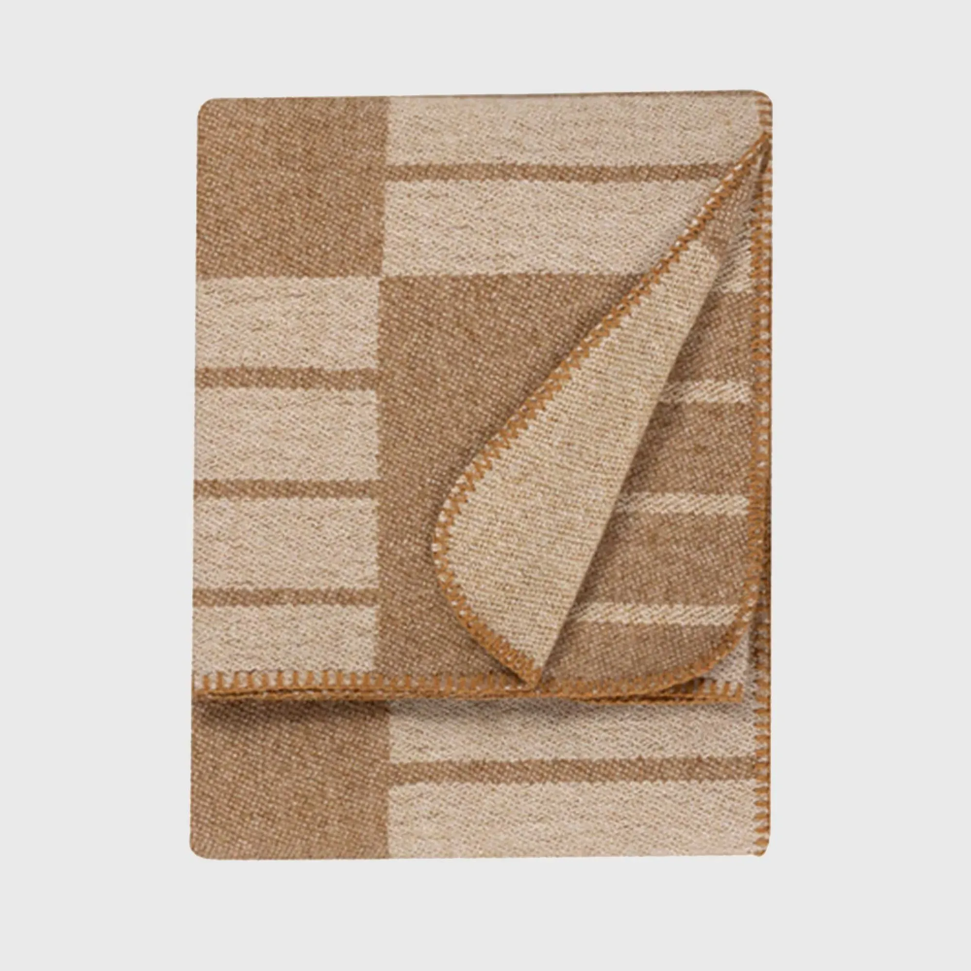 Natural Squares Reversible Throw Blanket - Neutral, Polyester image