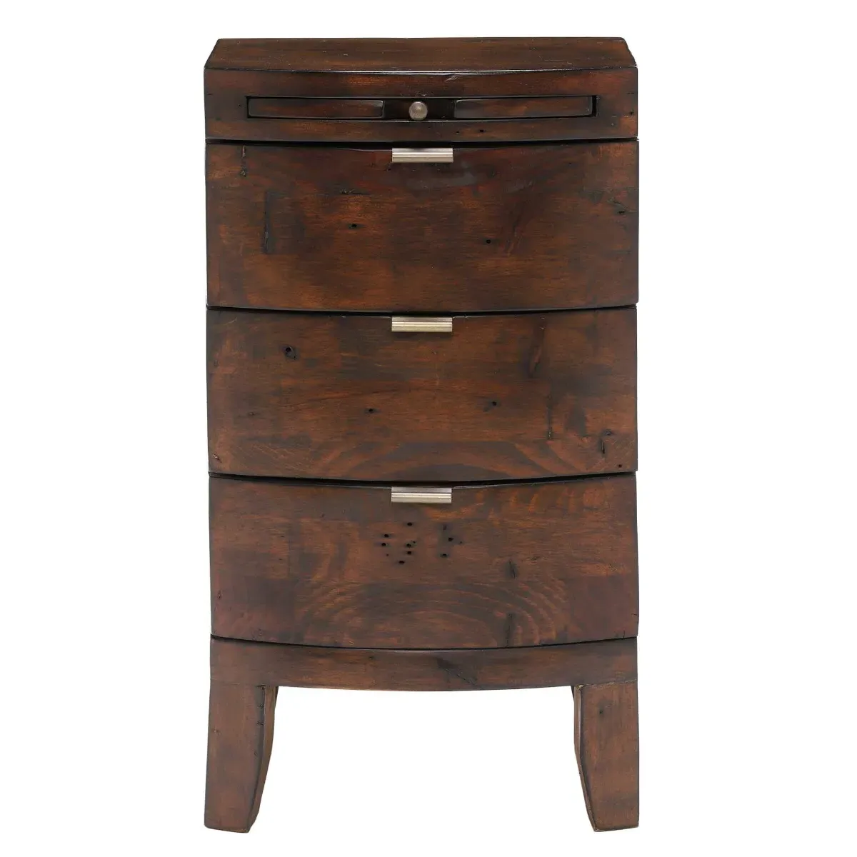 Navajos 3 Drawer Bow Front Bedside Table - Brown, Wood