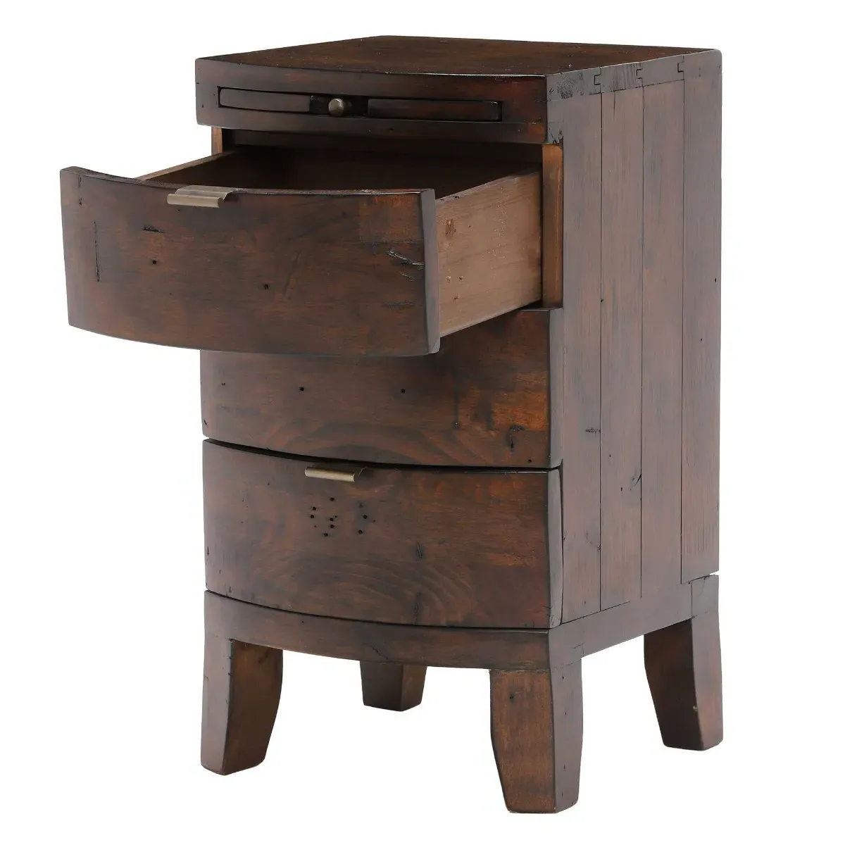 Navajos 3 Drawer Bow Front Bedside Table - Brown, Wood