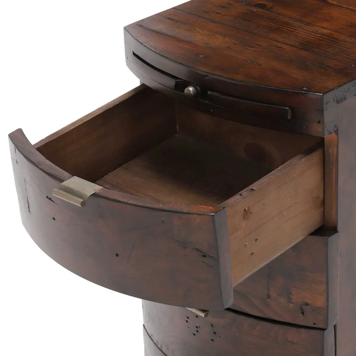 Navajos 3 Drawer Bow Front Bedside Table - Brown, Wood