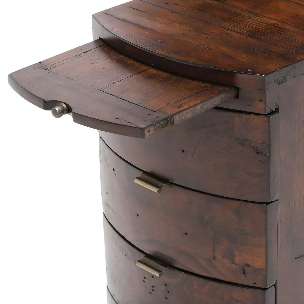 Navajos 3 Drawer Bow Front Bedside Table - Brown, Wood