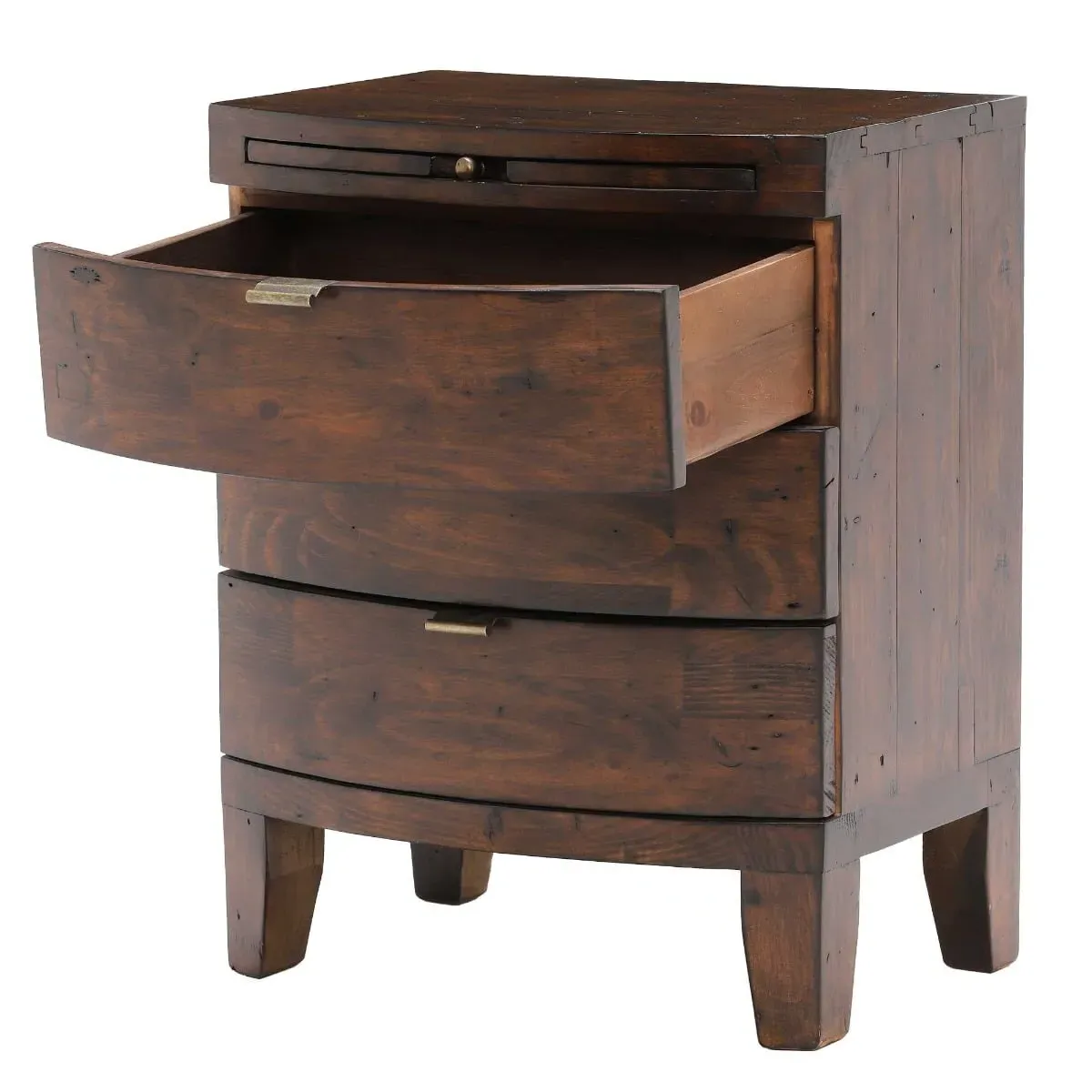 Navajos 3 Drawer Wide Bedside Table - Brown, Wood