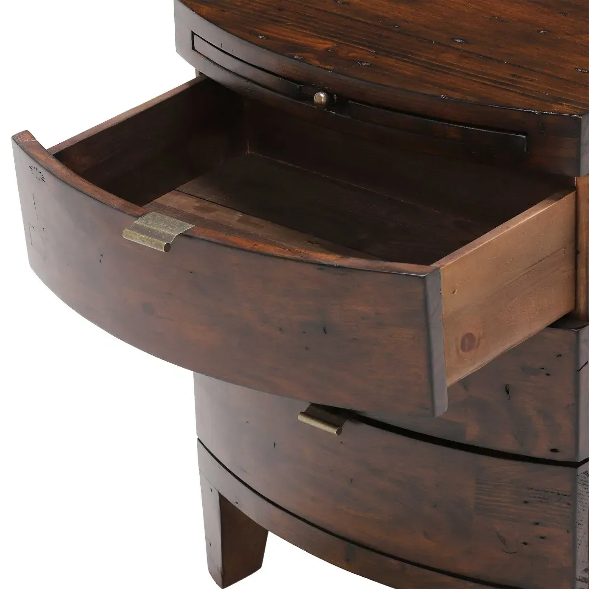 Navajos 3 Drawer Wide Bedside Table - Brown, Wood