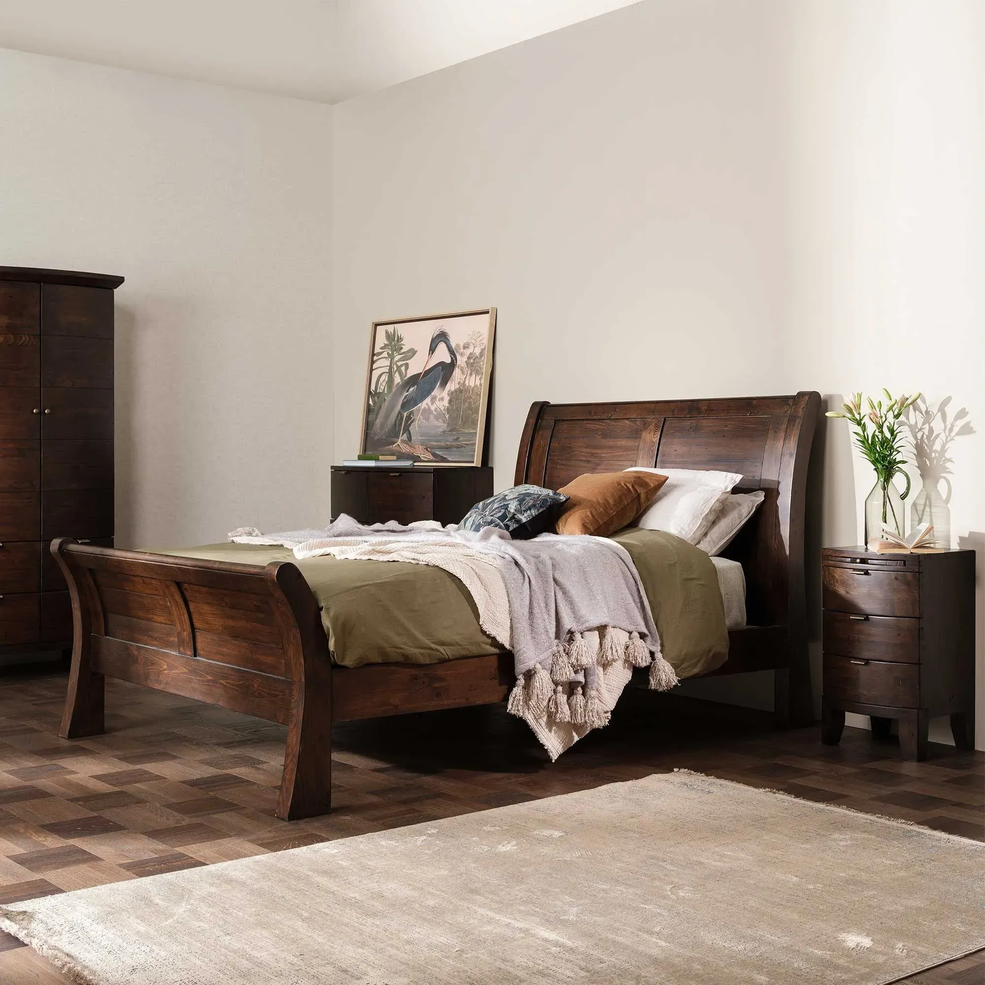 Navajos King Size Bed Frame - Brown, Reclaimed Wood alternate view