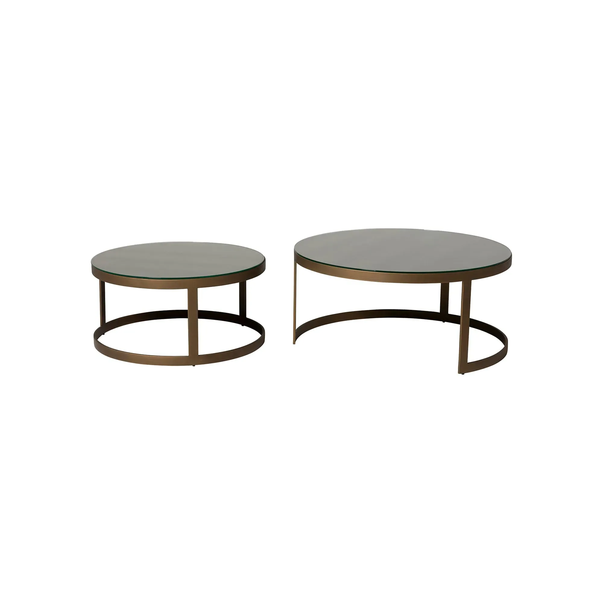 Nerina Set of 2 Round Coffee Tables - Gold, Glass