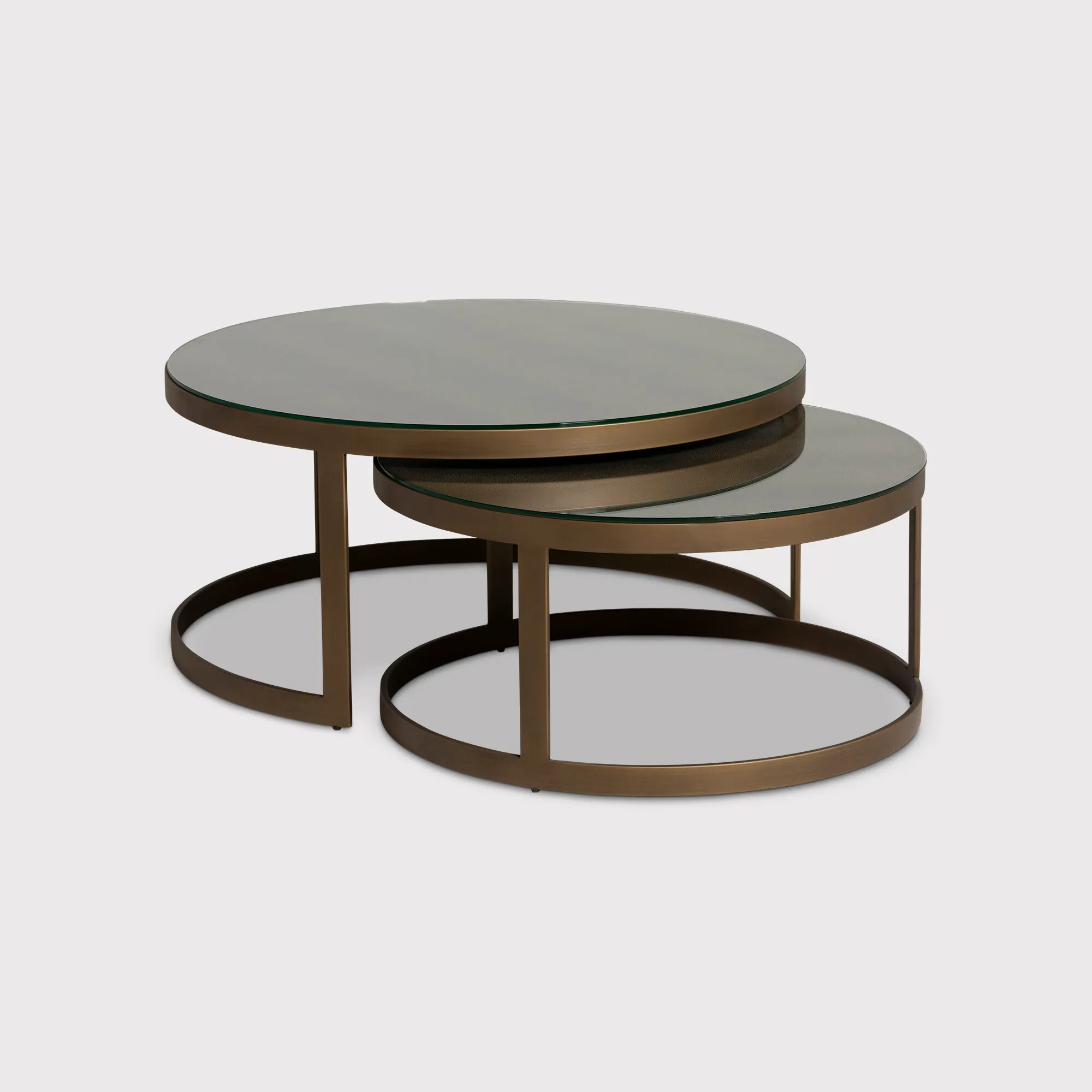 Nerina Set of 2 Round Coffee Tables - Gold, Glass