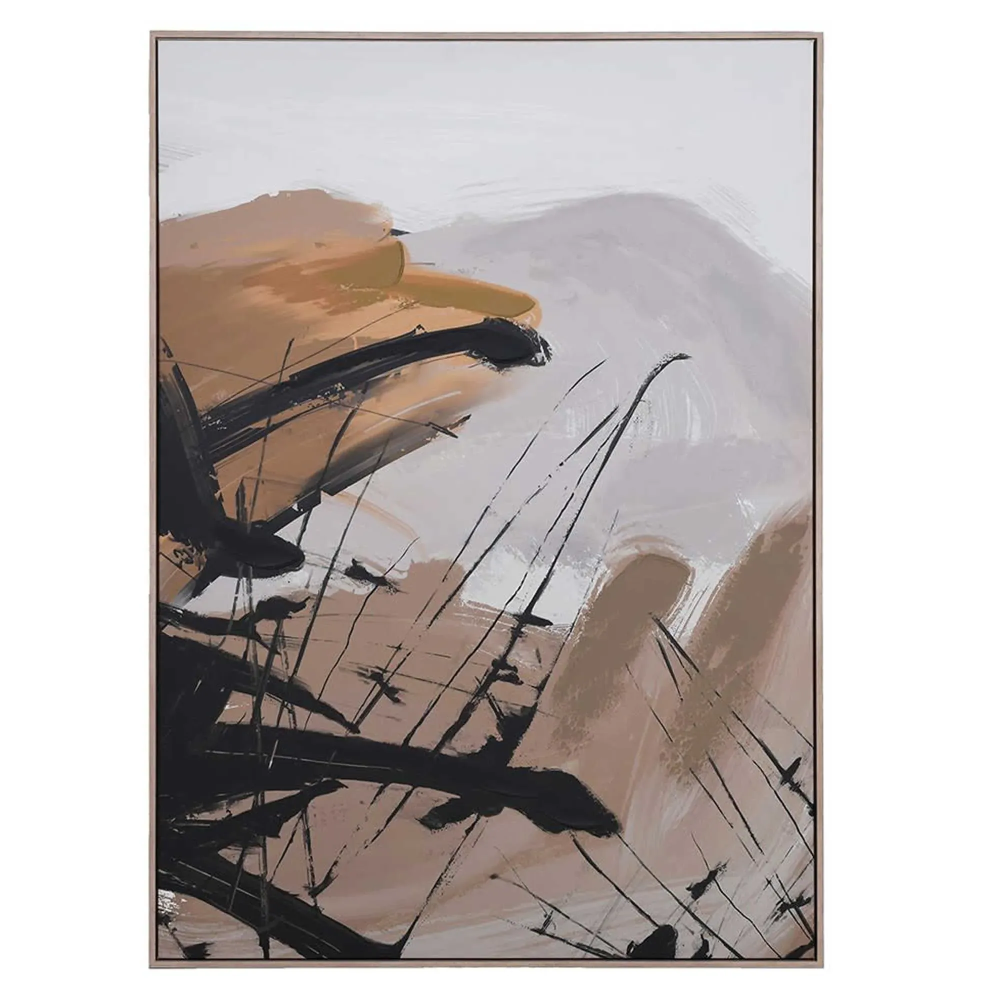 Neutral Brushstroke Square Canvas Print - Canvas, Pine