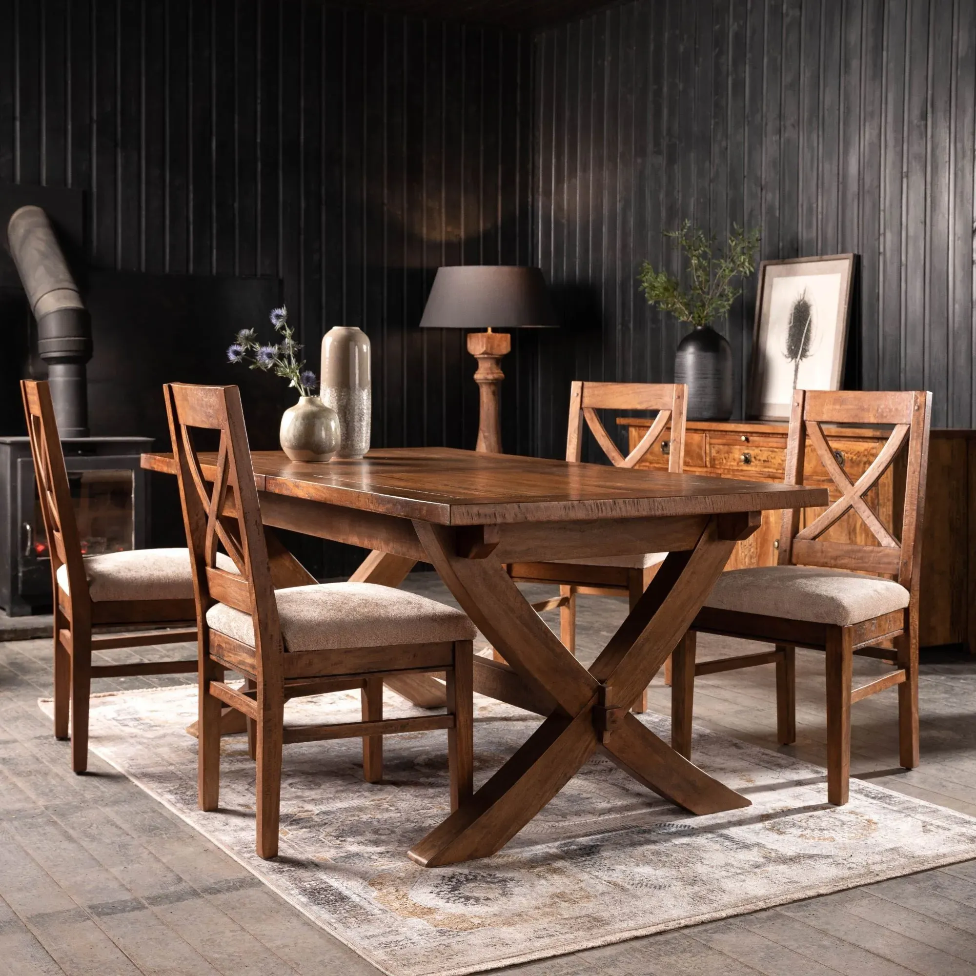 New Frontier Dining Chair - Brown, Fabric