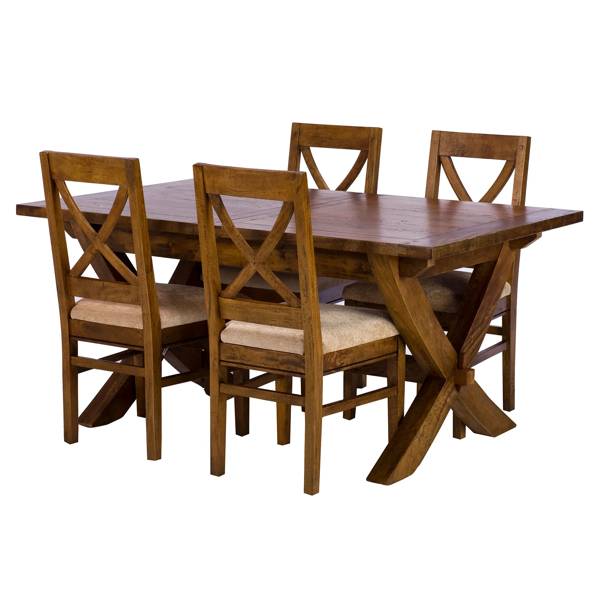 New Frontier Extending Dining Table & 4 Chairs - Brown, Mango Wood