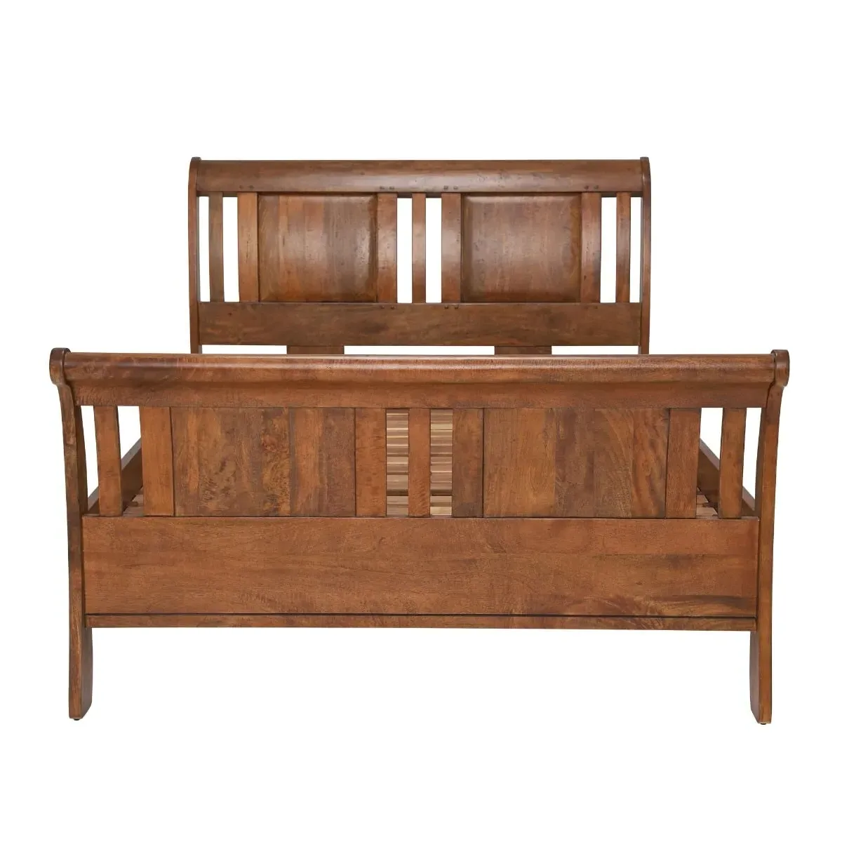 New Frontier King Size Sleigh Bed - Brown, Wood