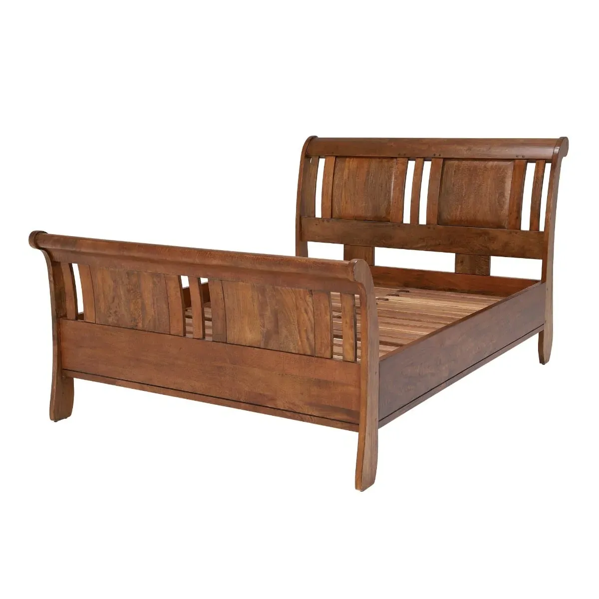 New Frontier King Size Sleigh Bed - Brown, Wood