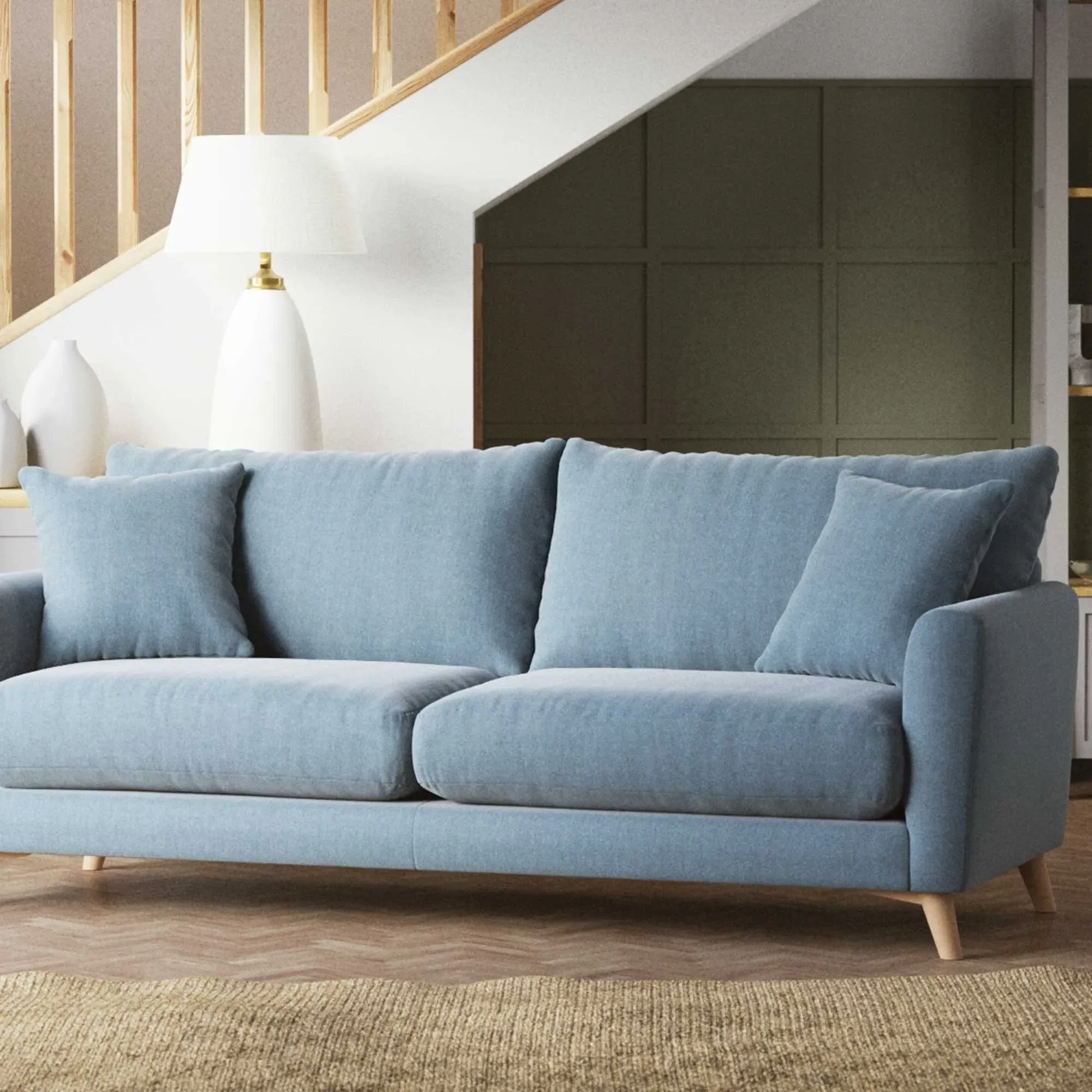 Newberry 4-Seater Sofa - Blue, Fabric