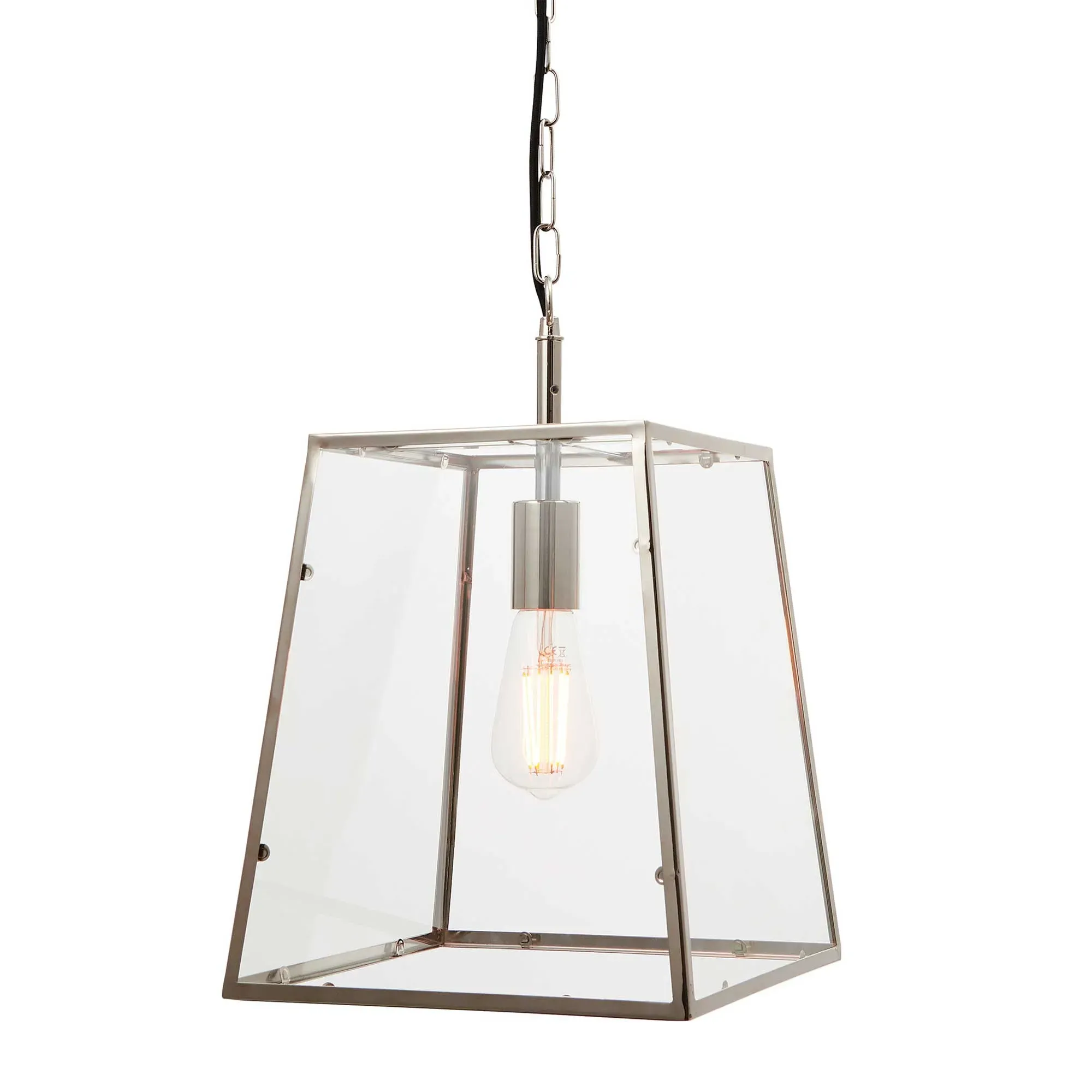 Nickel Lantern Pendant Light - Silver, Glass