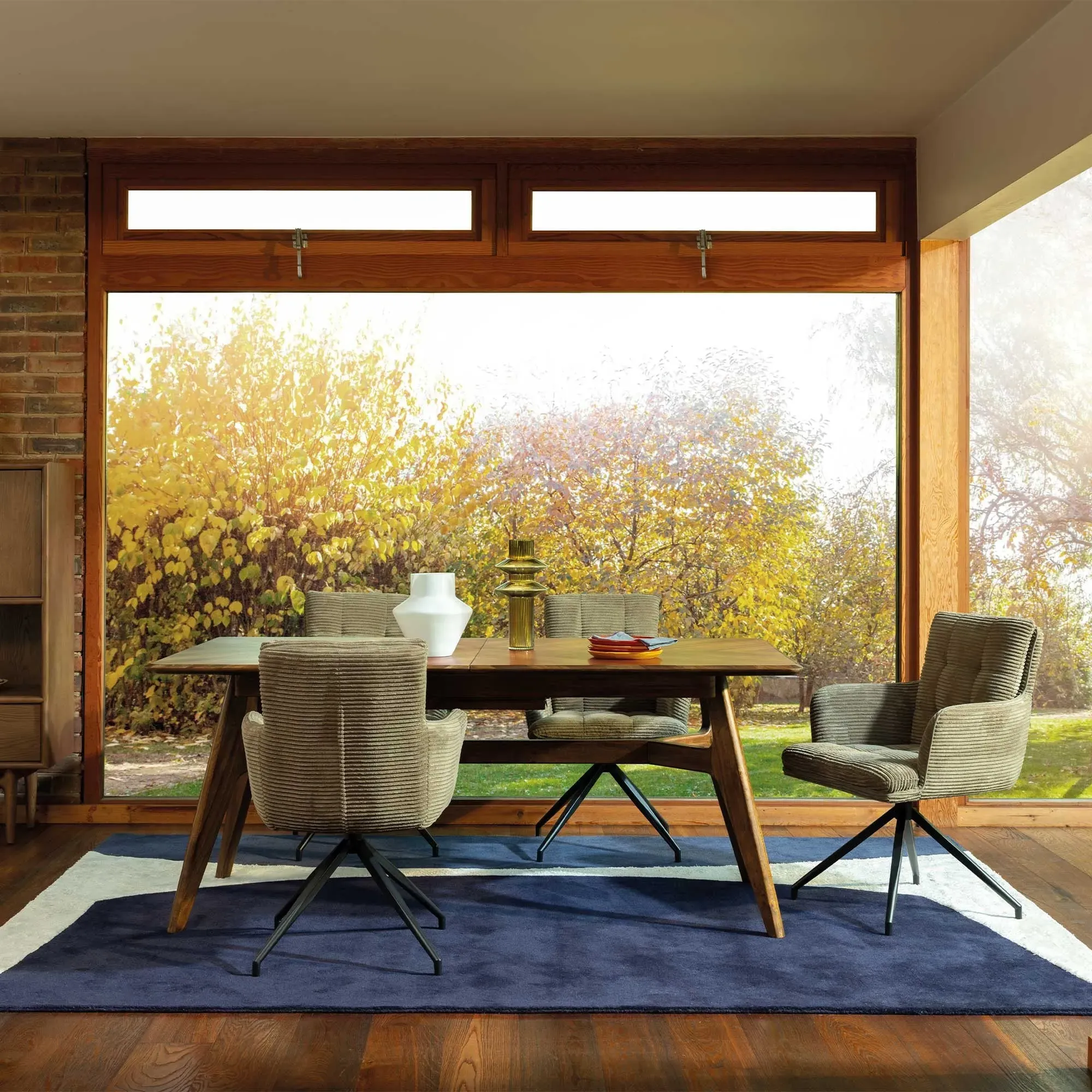 Odine Swivel Dining Chair - Green, Velvet