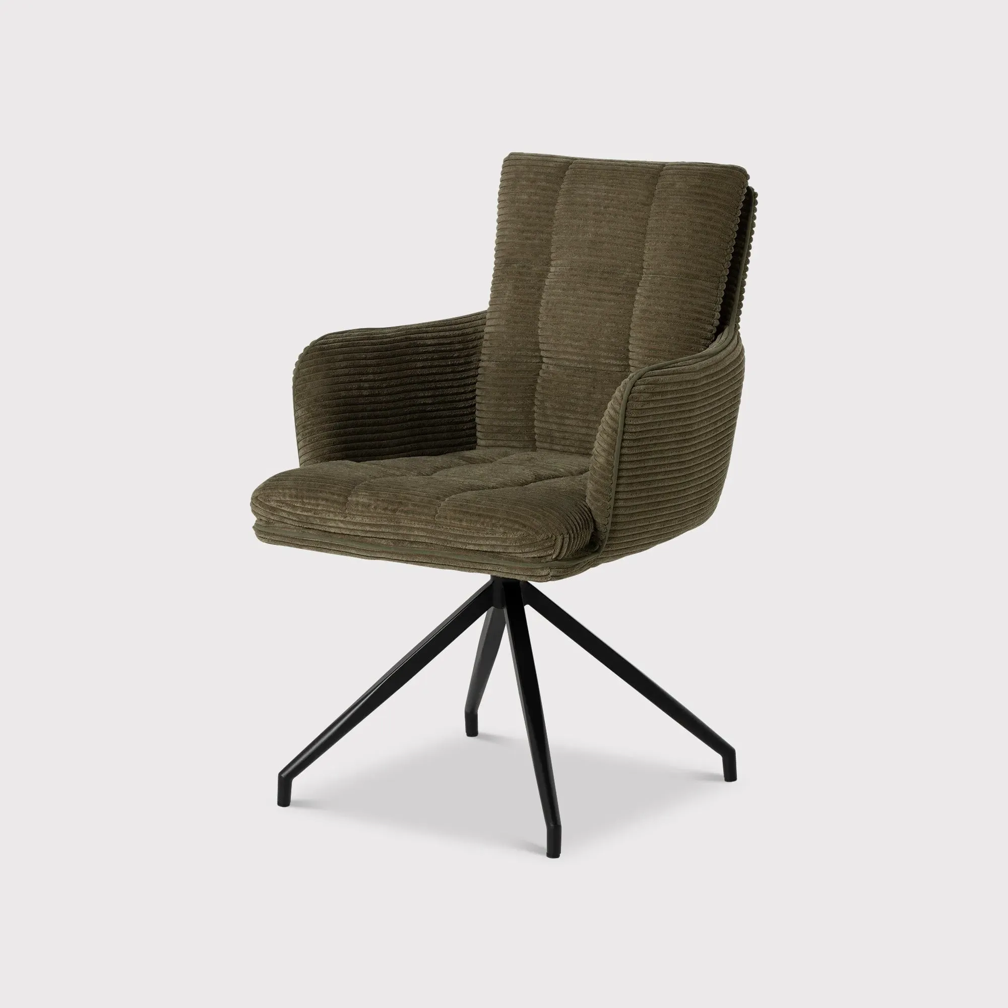 Odine Swivel Dining Chair - Green, Velvet