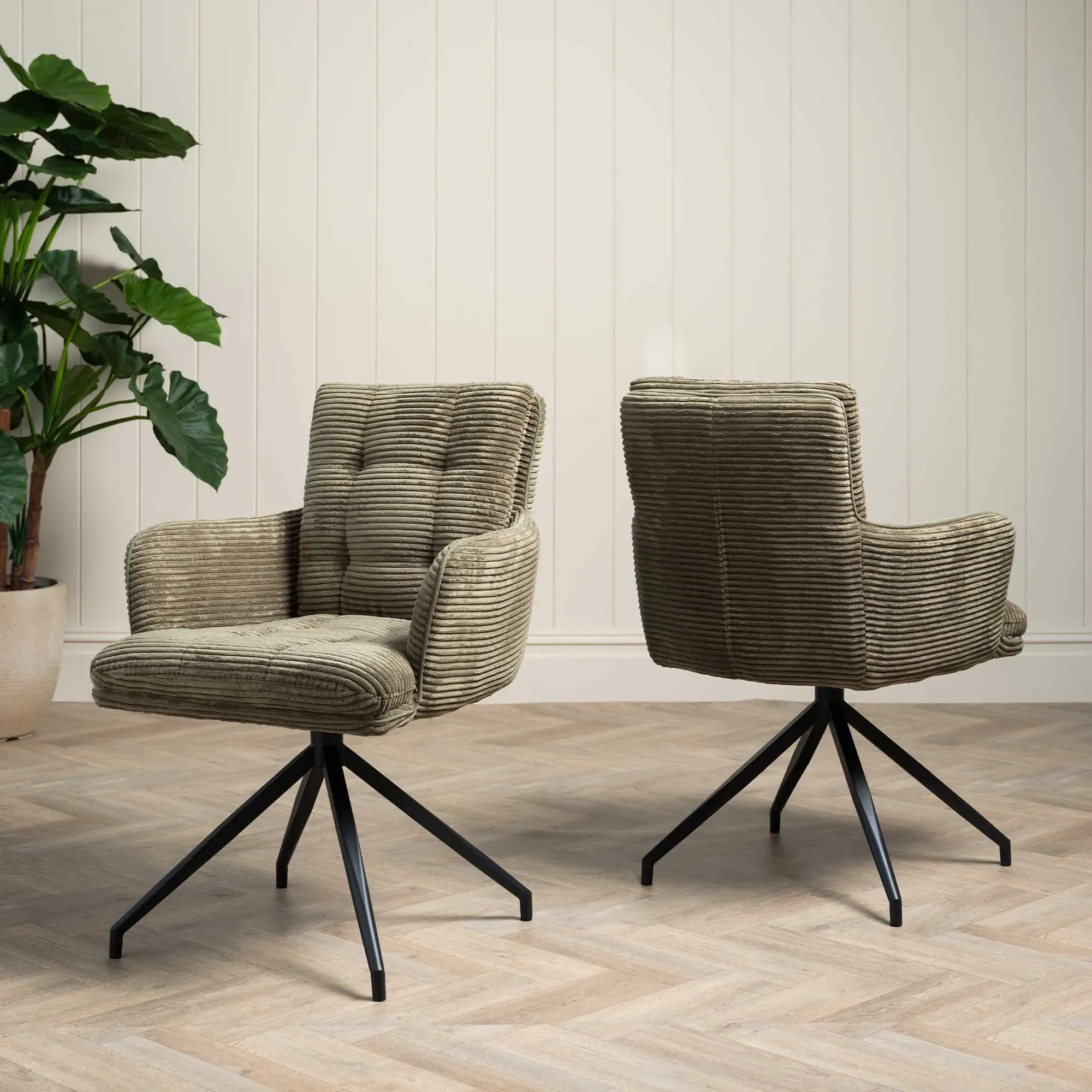 Odine Swivel Dining Chair - Green, Velvet image