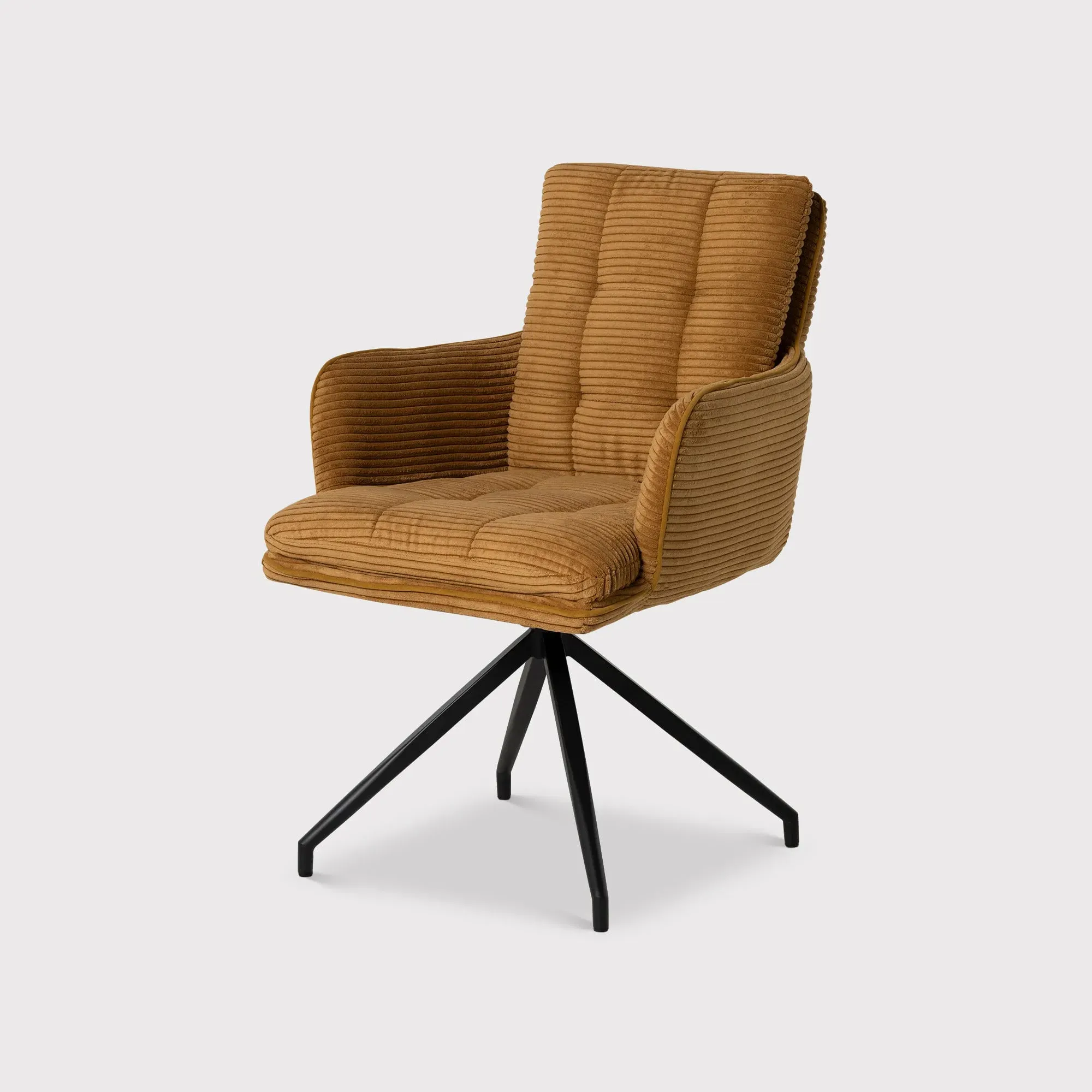 Odine Swivel Dining Chair with Arms - Yellow, Velvet