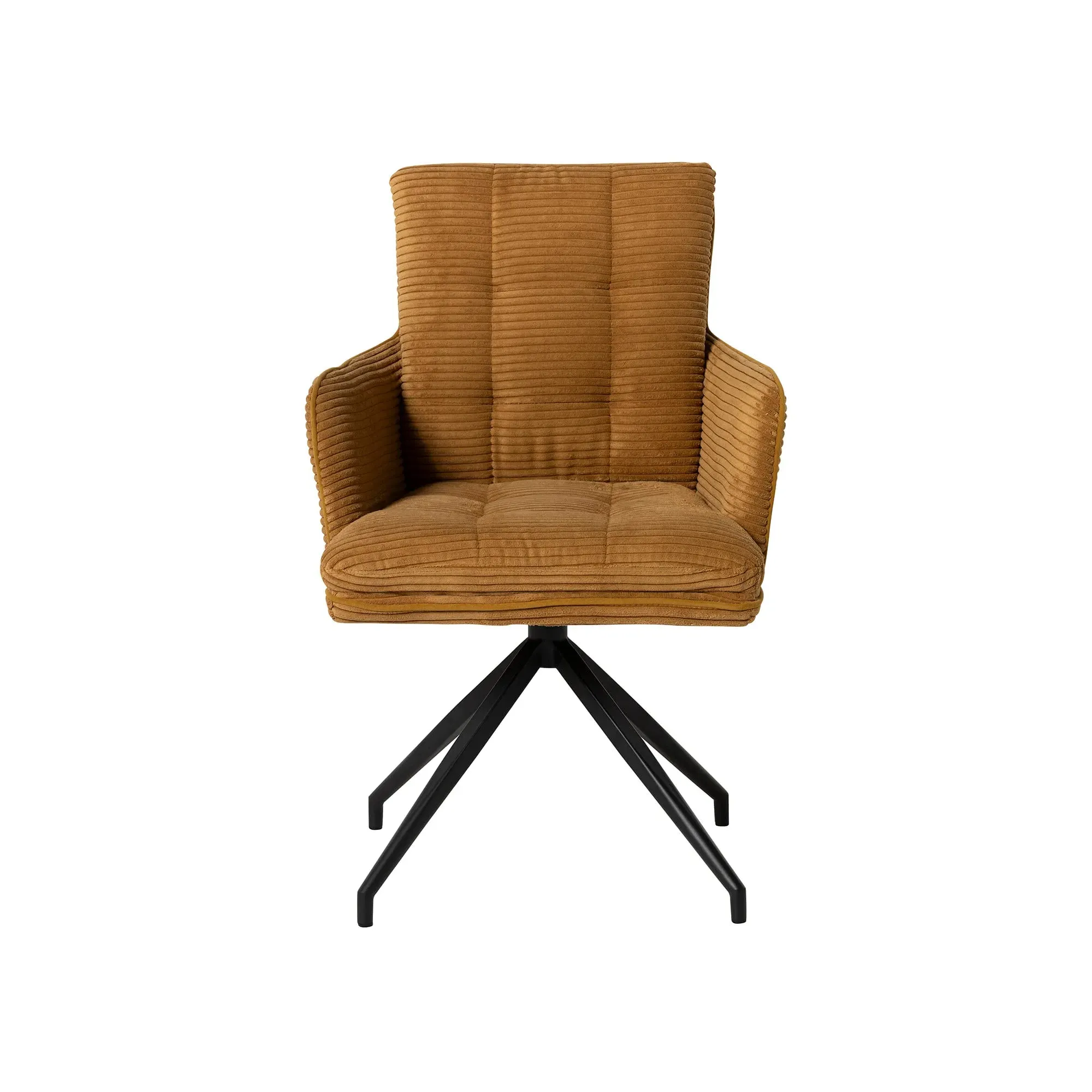 Odine Swivel Dining Chair with Arms - Yellow, Velvet